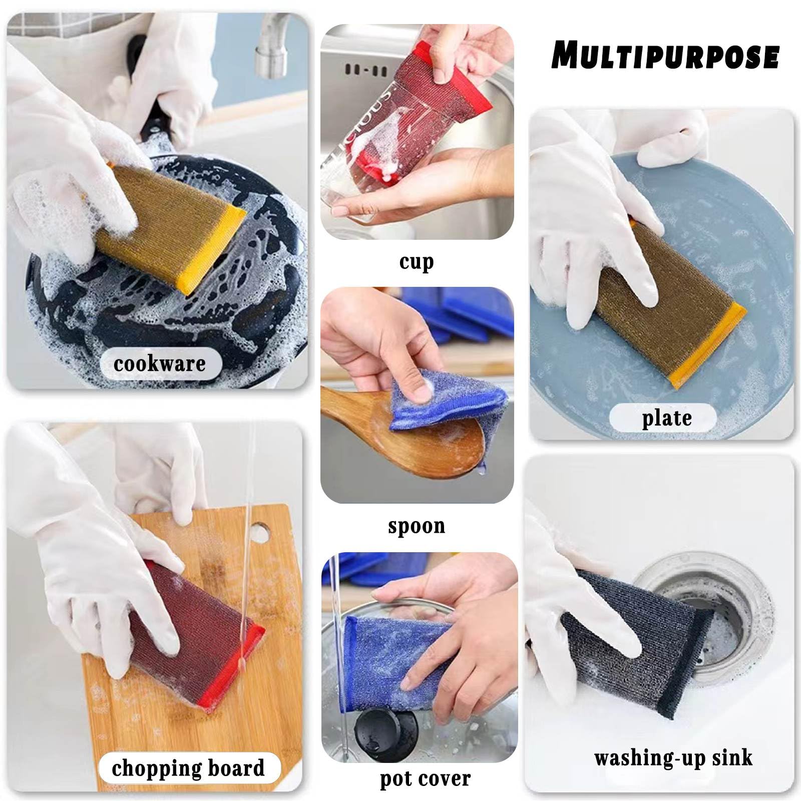 Steel Wool Scrubber Kitchen Sponges (6 Count)