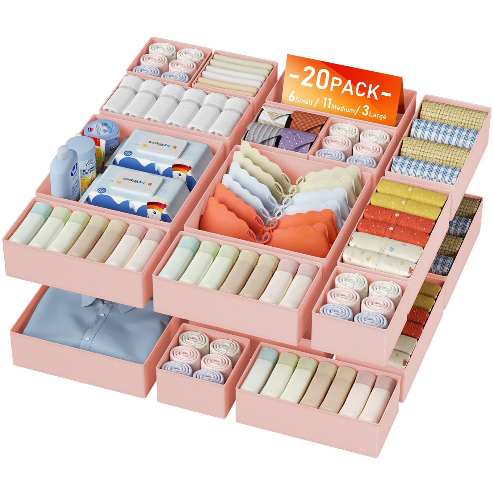 Drawer Organizer Clothes Storage (20 Count)