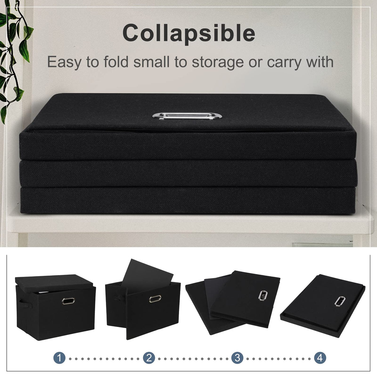 Large 17" 36 Quart Collapsible Stackable Storage Bins with Lids (5 Count)