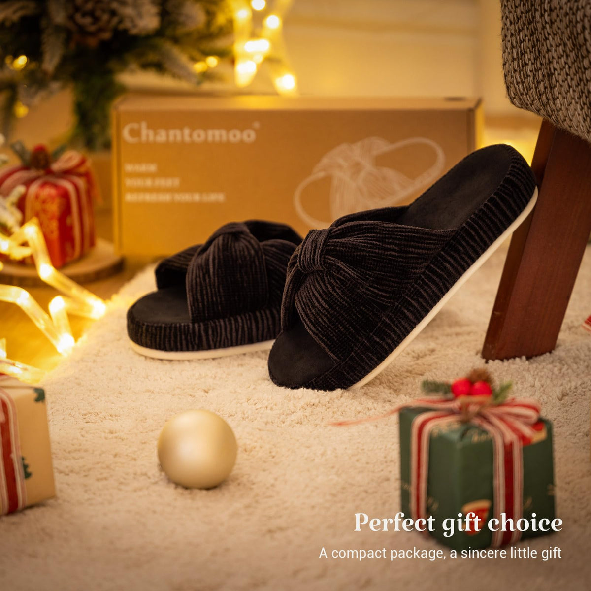Slippers for Women Memory Foam House Bedroom Bow Crossbands Pearlescent Slipper Shoes Comfy Trendy Gift Slippers Black Size 9 10 8.5