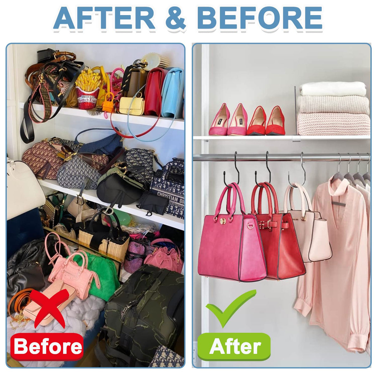 24 Pack Purse Hangers for Closet