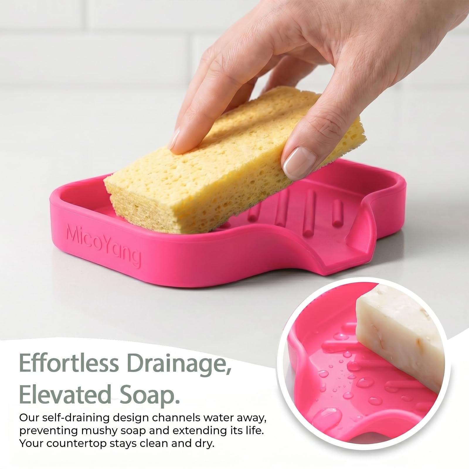 Silicone Soap Dish with Drain Spout