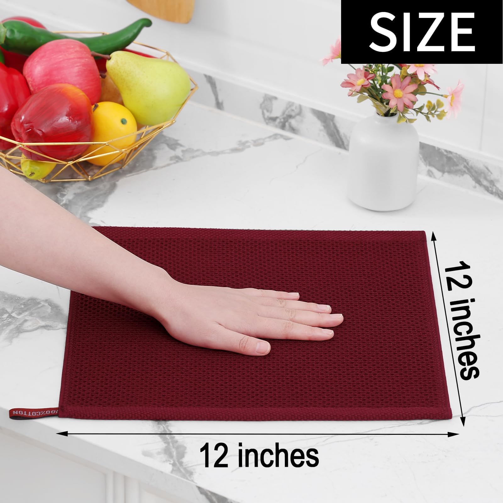 100% Cotton Waffle Weave Kitchen Dish Cloths 24 (24 Count)