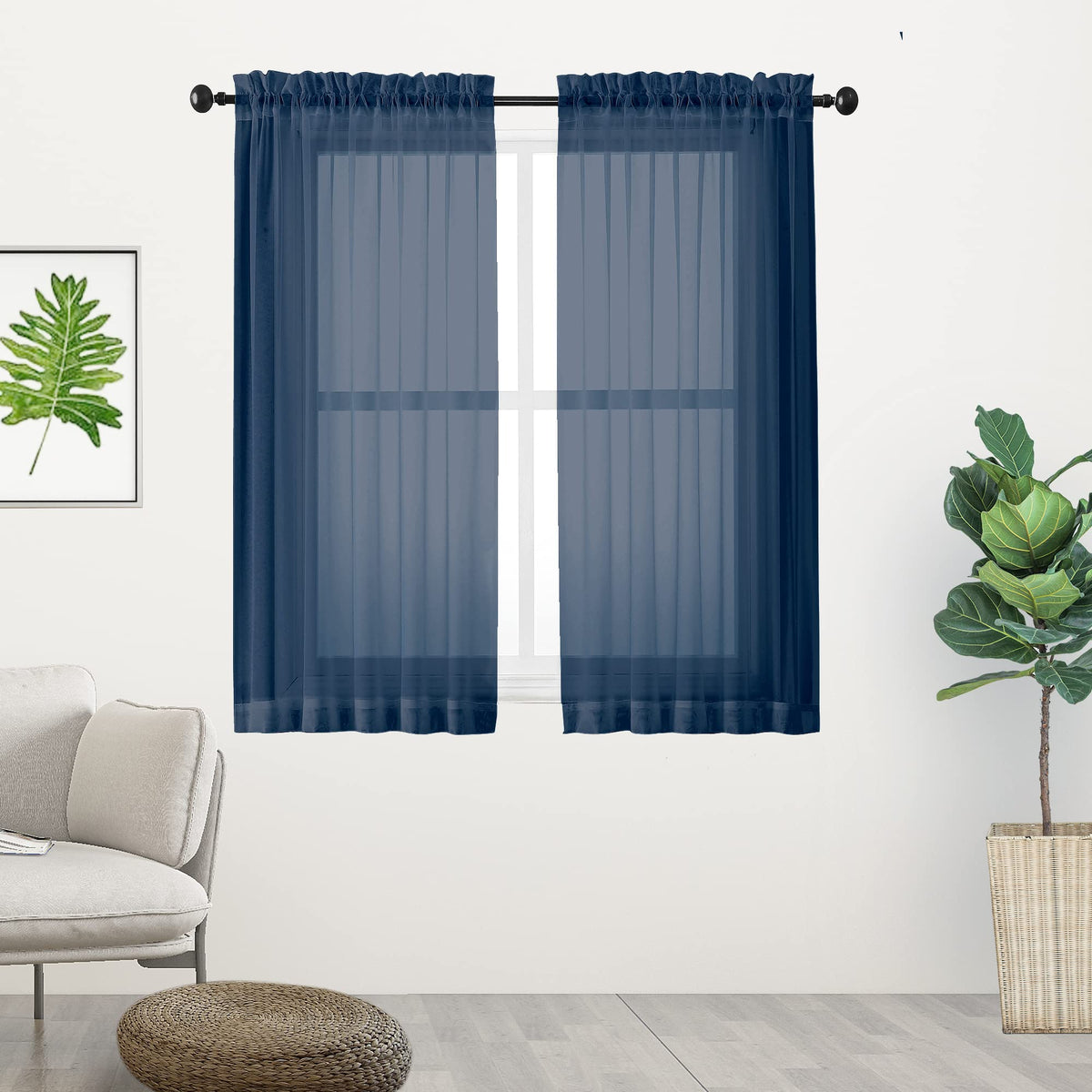 Voile Sheer Curtain Panels 45in Long 2 Pack