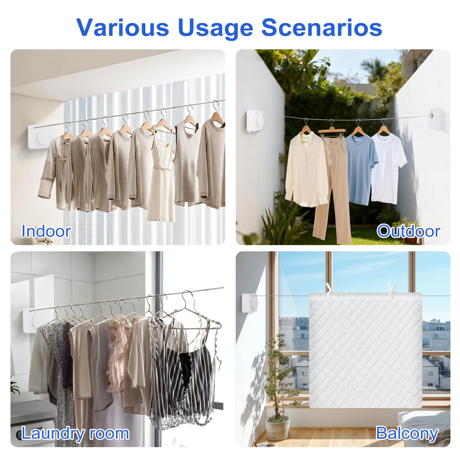 15.7Ft Retractable Clothesline Indoor Outdoor is Also an Anti (15.7 Foot)