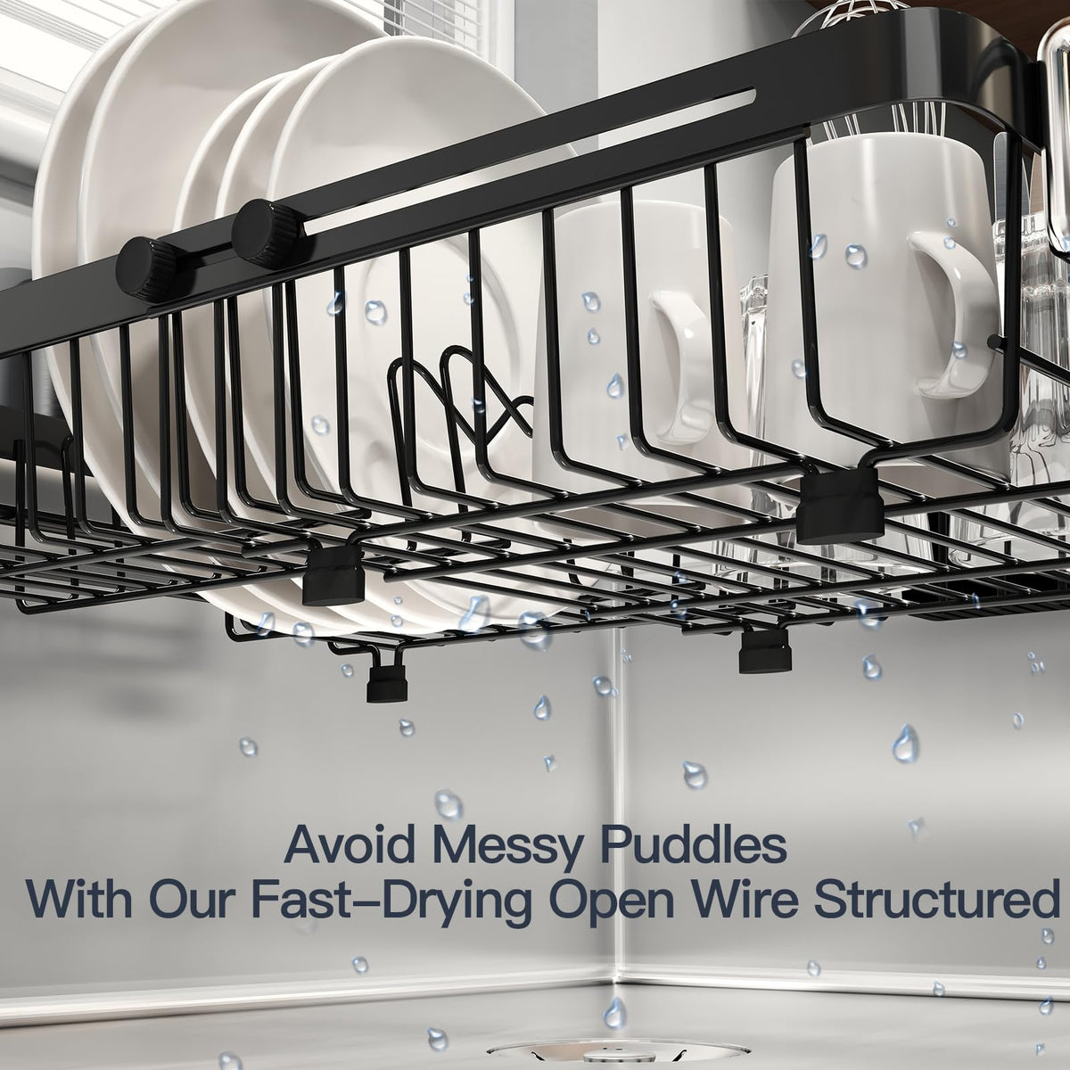 Dish Drying Rack Over The Sink with Utensil Holder