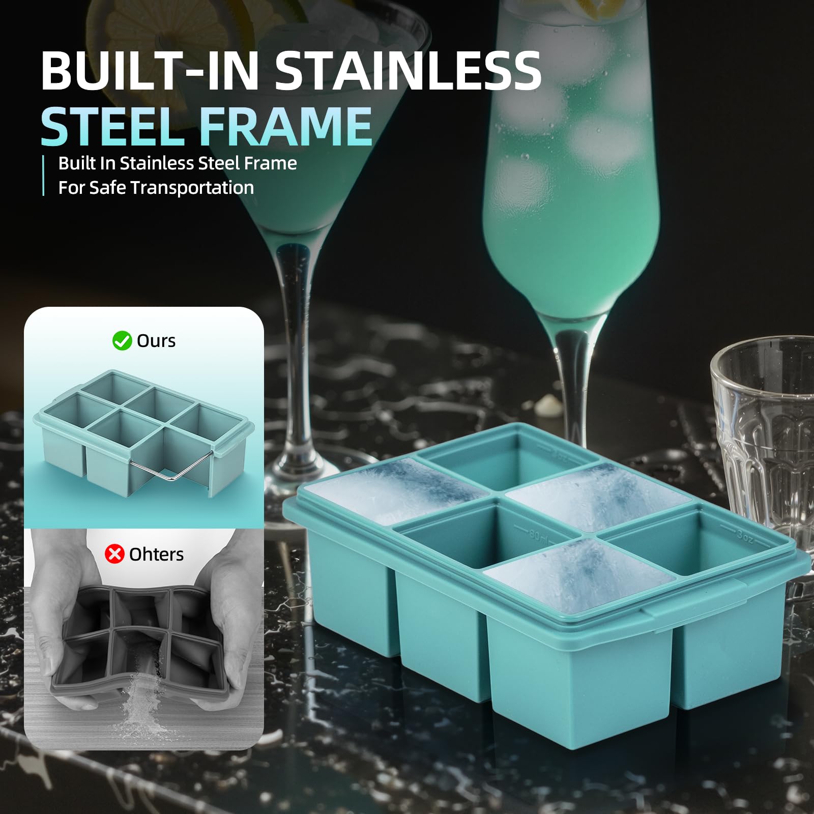 Large Ice Cube Trays for Whiskey (9.9 Ounce)