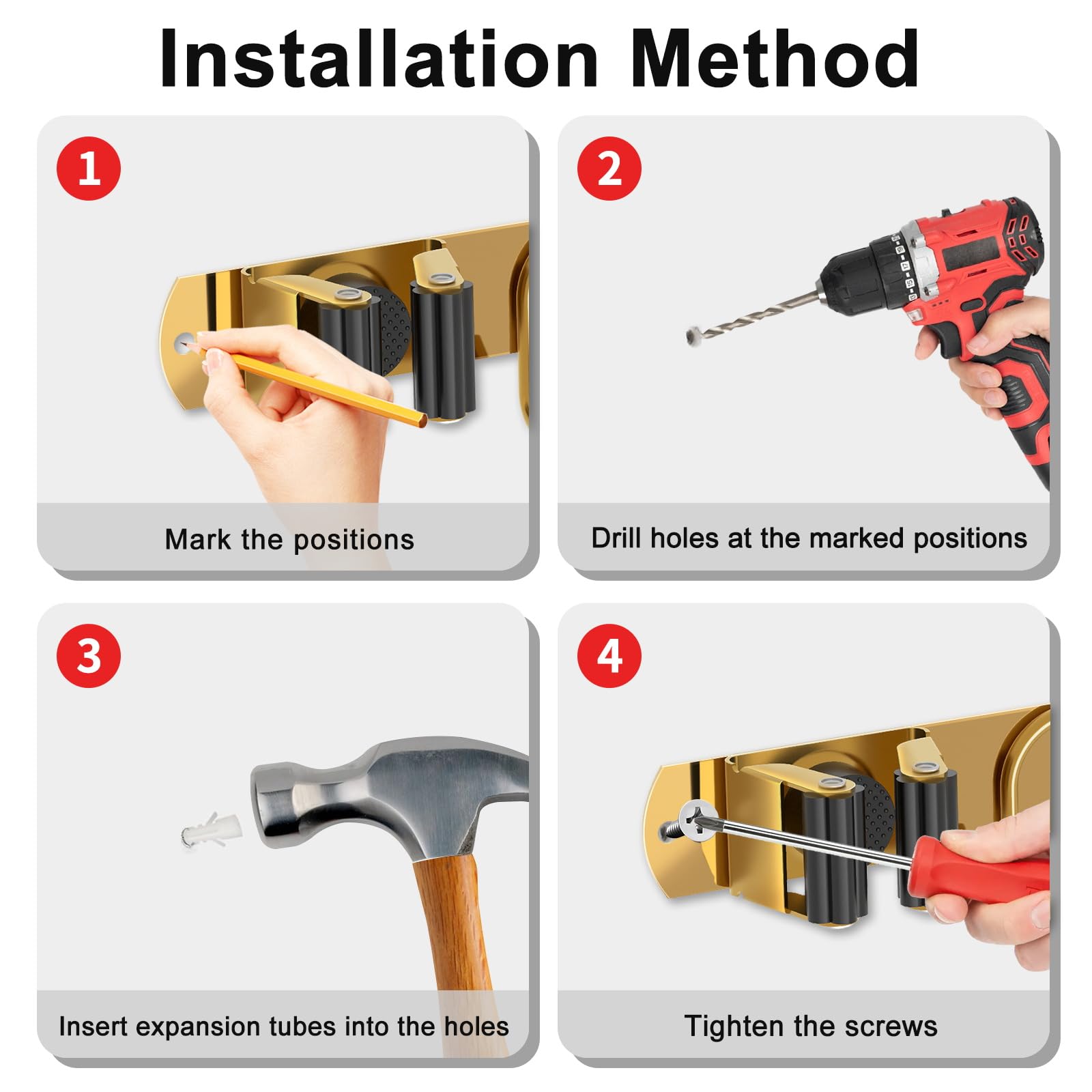 Mop Broom Holder Wall Mount (2 Count)
