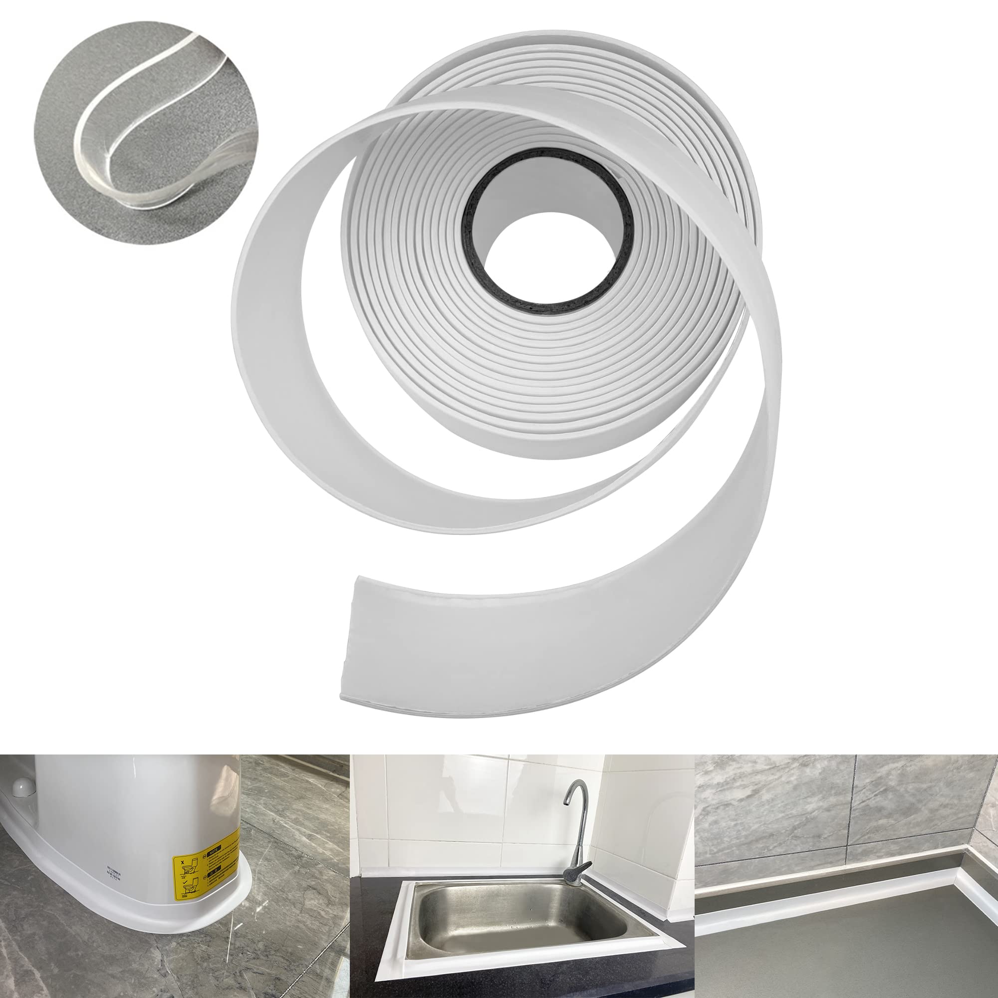 White-1.5IN-10.5FT*3Rolls Caulk Tape Self Adhesive,Caulking Tape