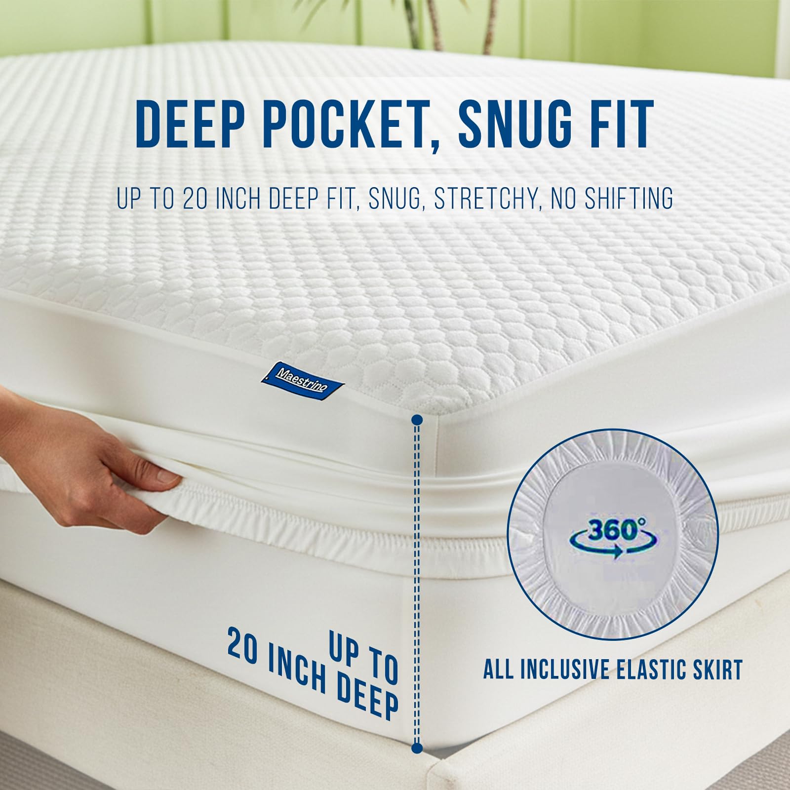 Luxury Full Size Tencel Waterproof Mattress Protector Deep Pocket