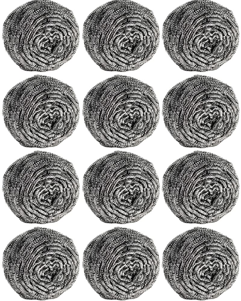 12Pcs Steel Wool Scrubber Pads for Cleaning Dishes (12 Count)