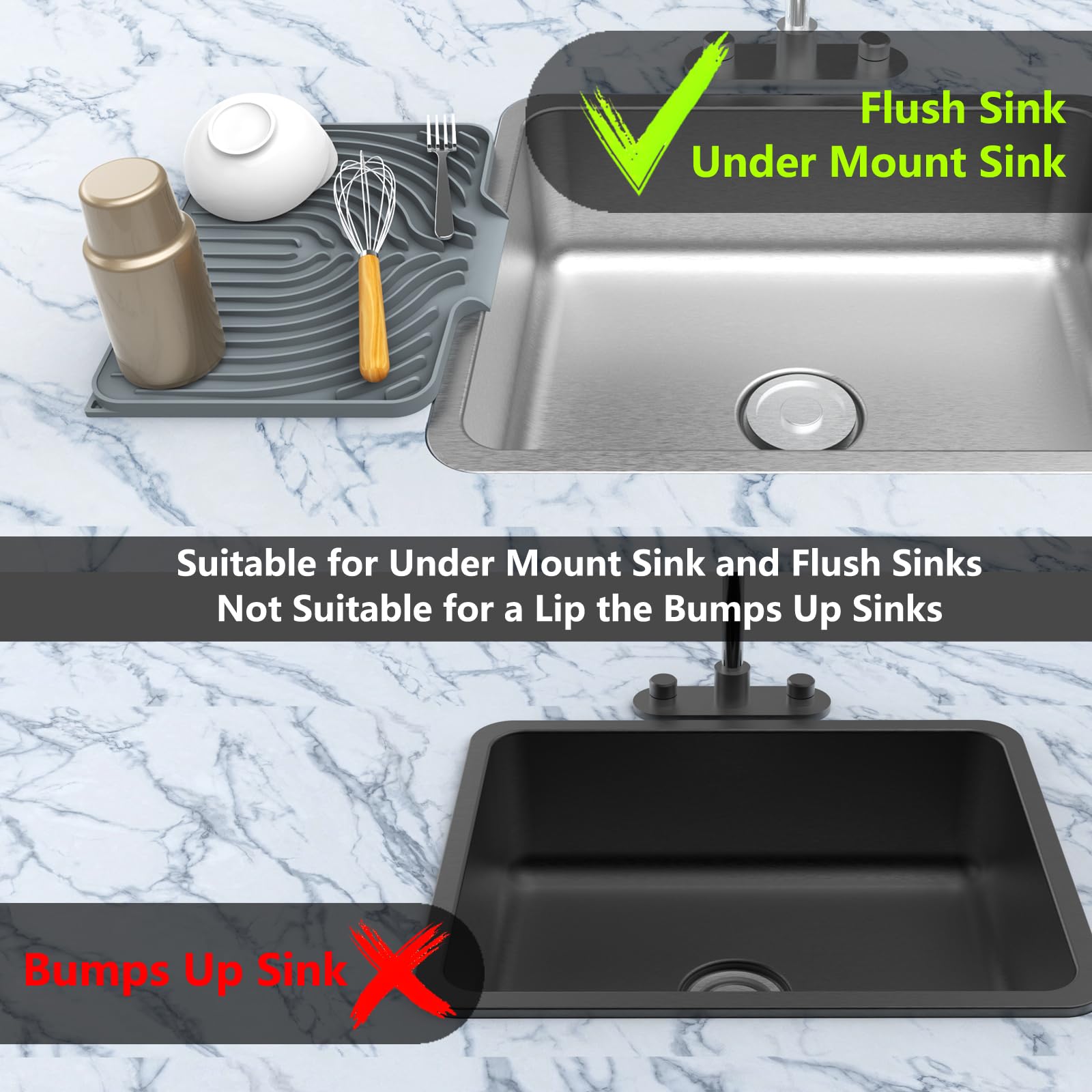 Dish drying mats for kitchen counter
