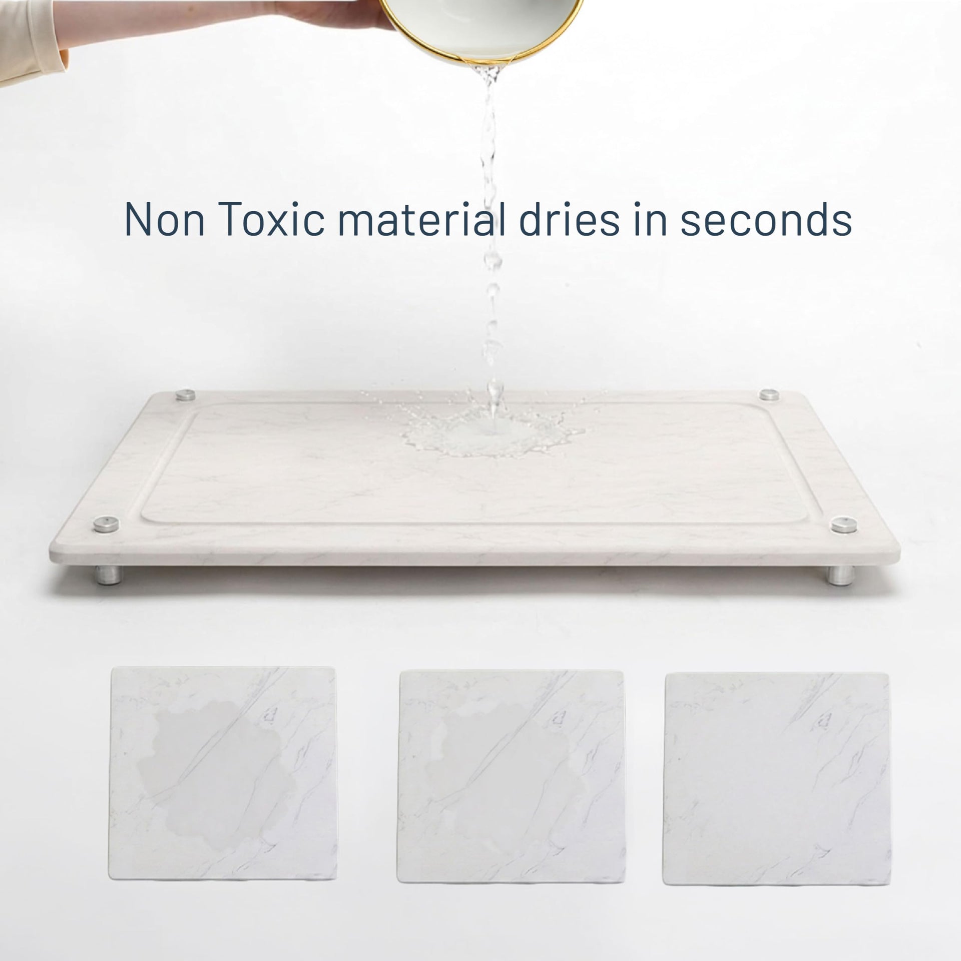 White Stone Dish Drying Mat for Kitchen Counter