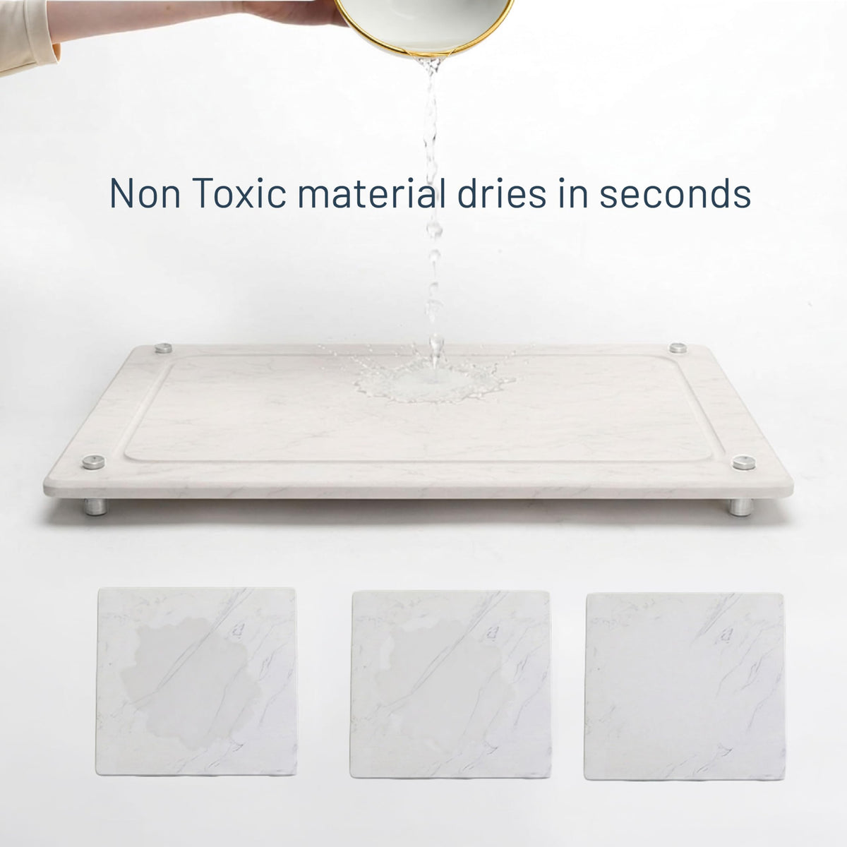 White Stone Dish Drying Mat for Kitchen Counter