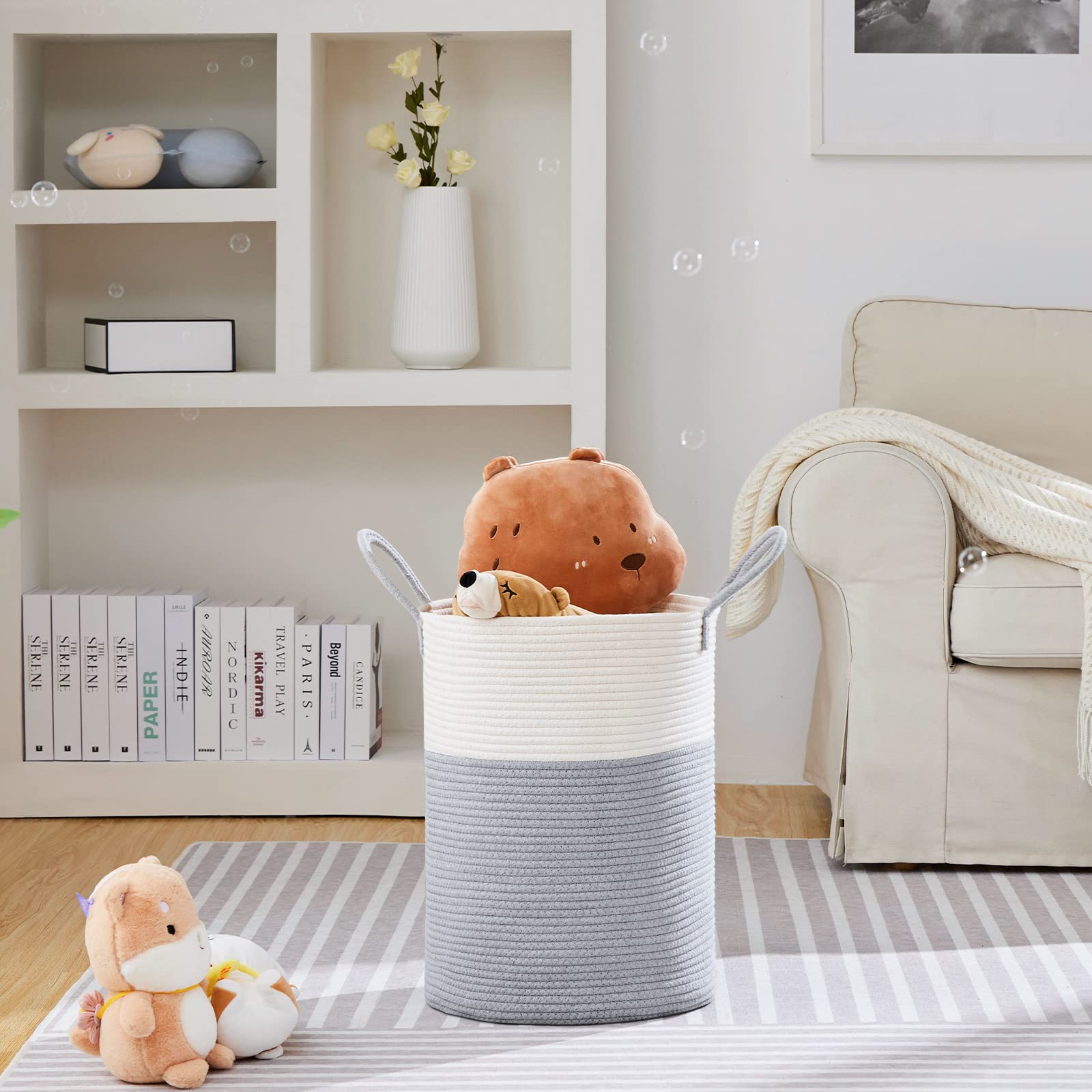 58L Tall Woven Laundry Basket Hamper
