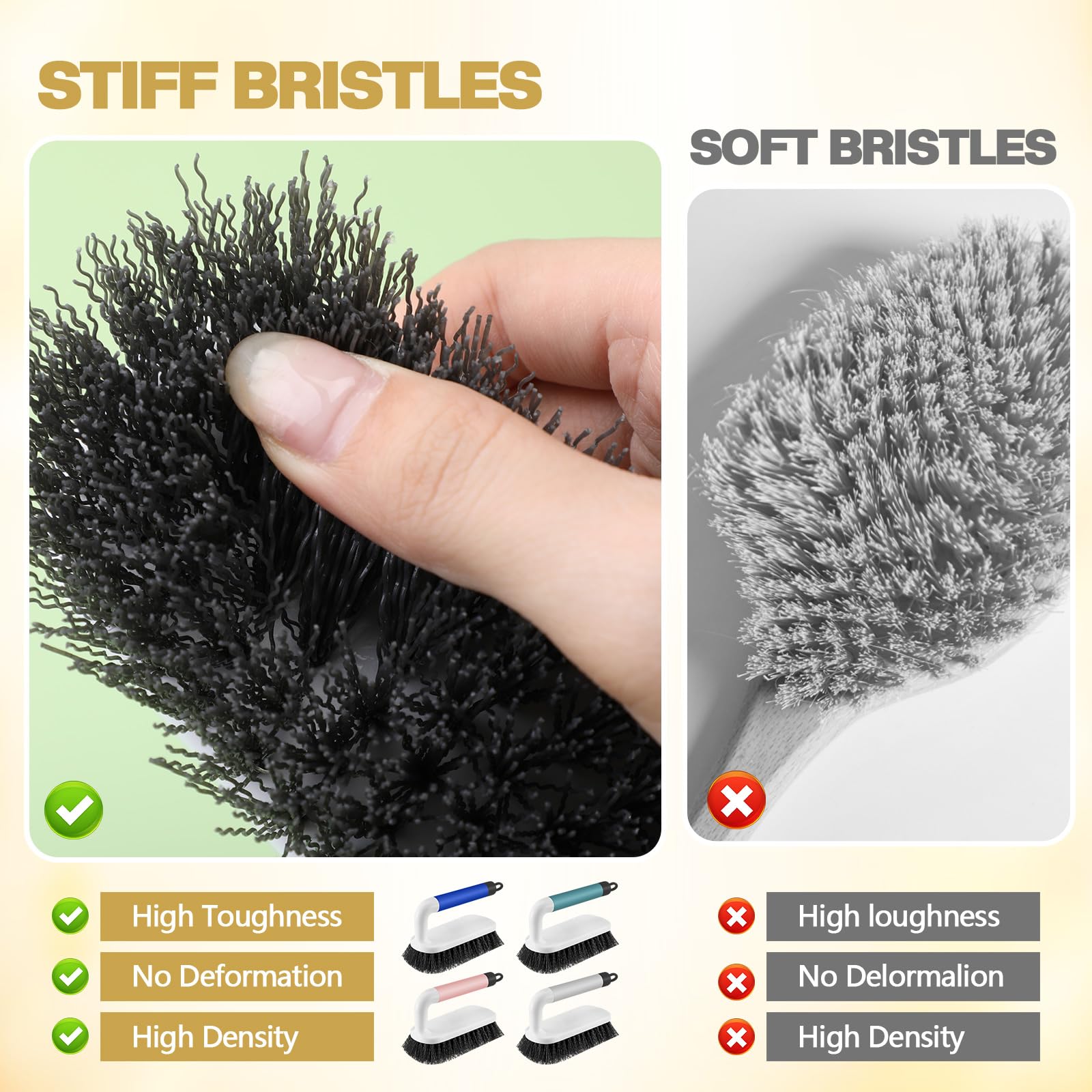 16 Pack Scrub Brush Heavy Duty Cleaning Brushes with Handle Stiff Bristles Scrub Brush Bulk for Shower Bathroom Carpet Kitchen Bathtub Scrubber (16 Count)