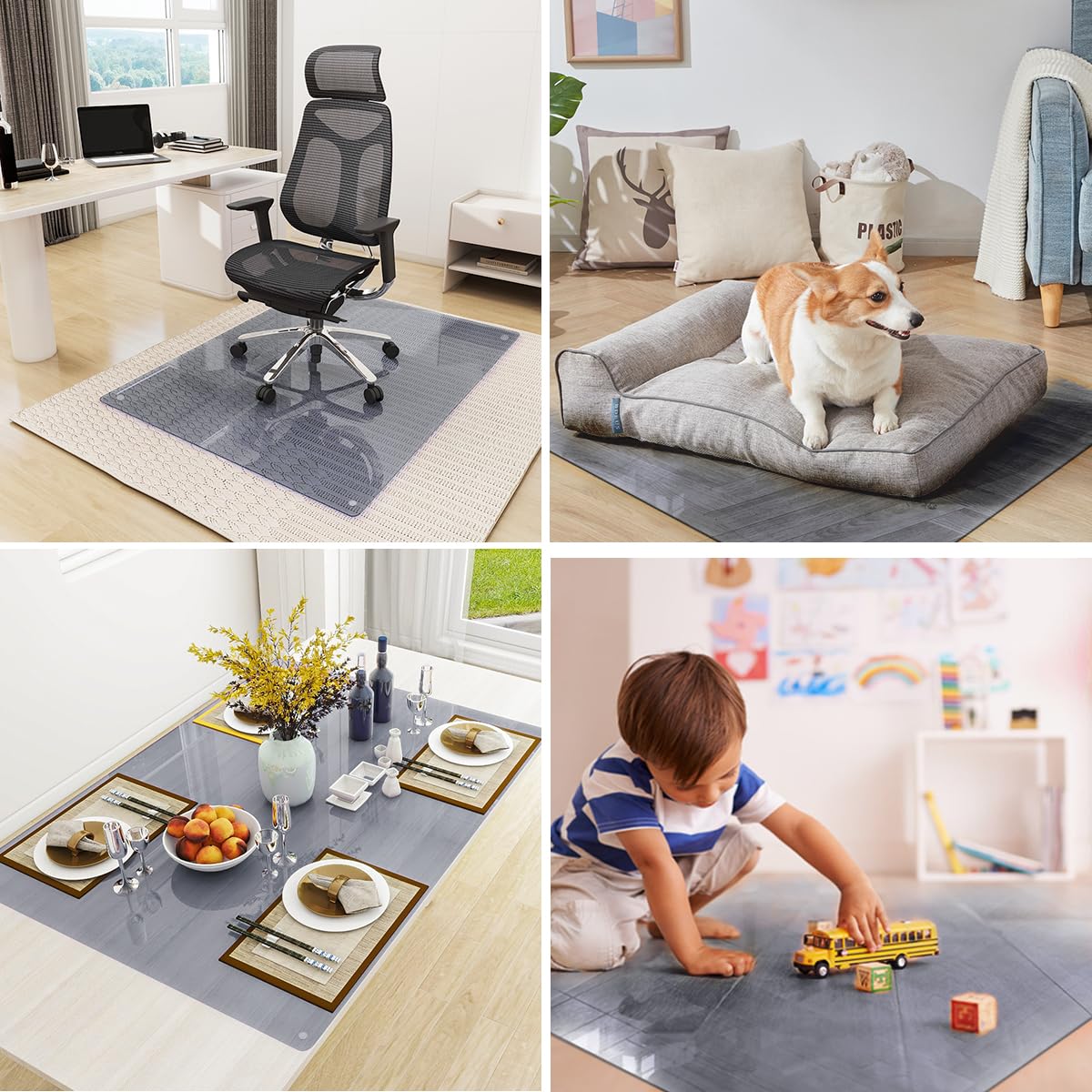 Tempered Glass] 36" x 46" Glass Office Chair Mat for Carpet