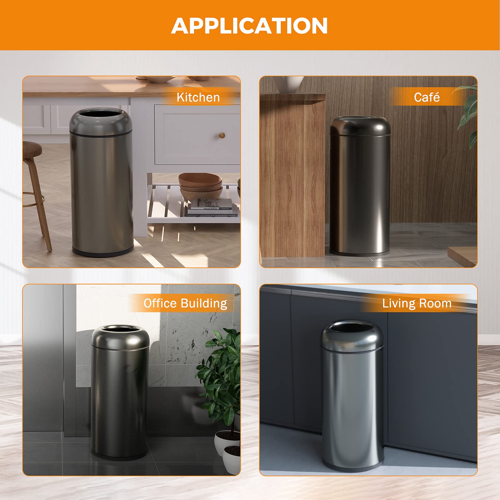 16.5Gal Open Top Trash Can