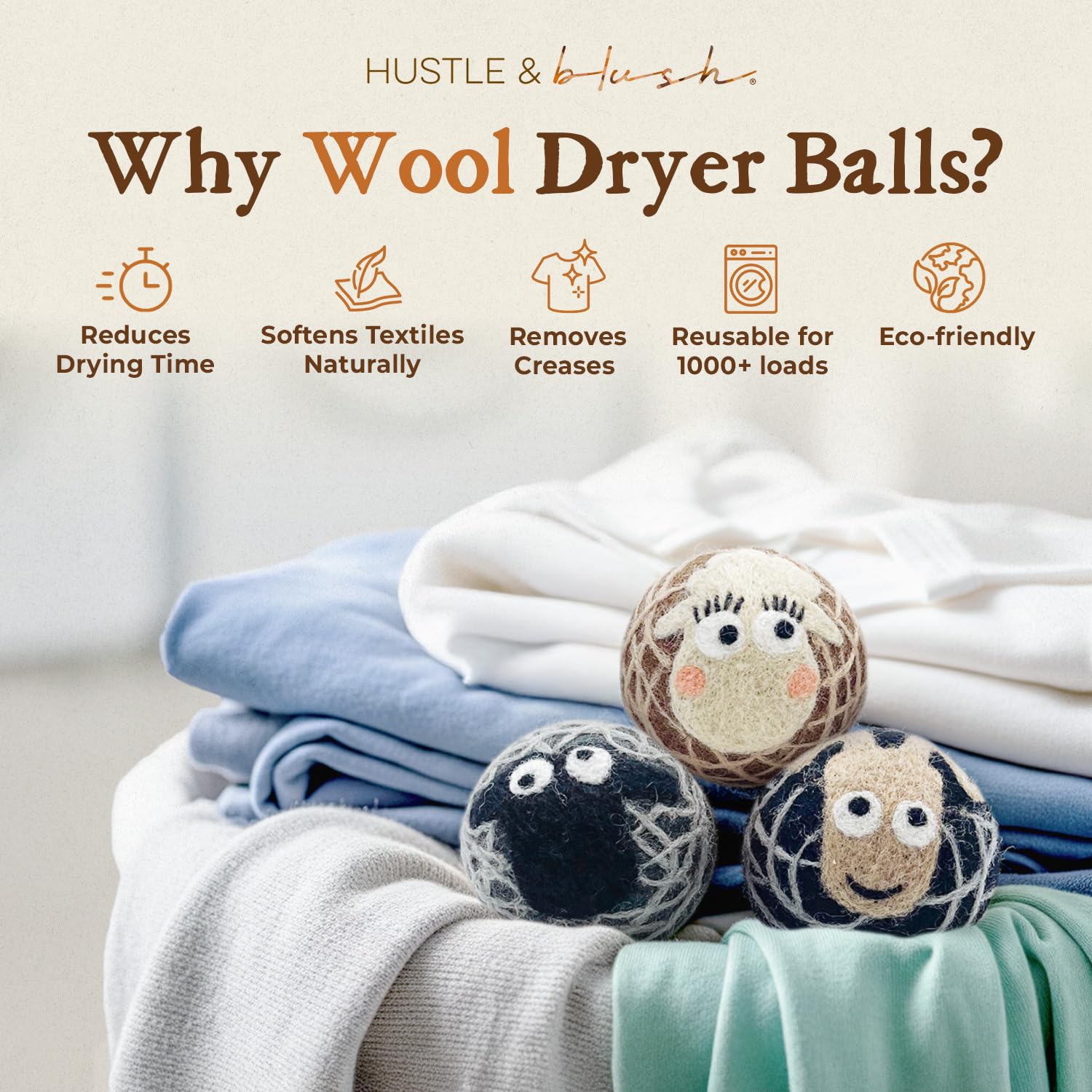 Fluff Ewes Wool Dryer Balls 3 Pack (3 Count)