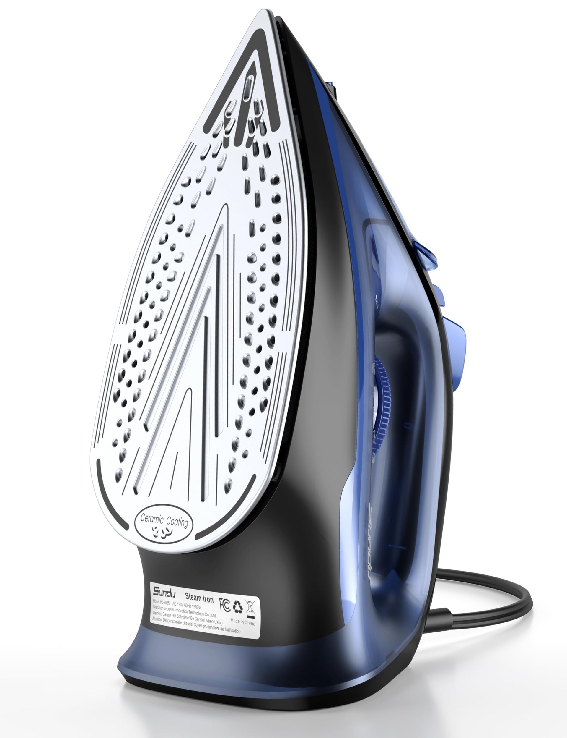 Steam Iron for Clothes with Rapid Heating Ceramic Coated Soleplate