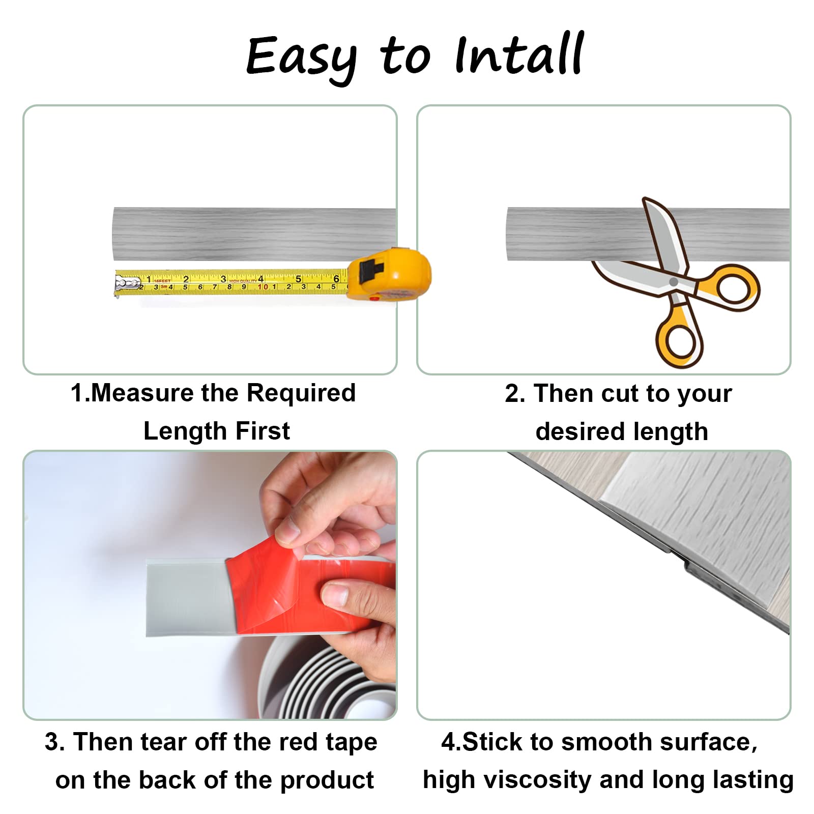 Floor Door Flat Transition Strip & Self Adhesive Floor Vinyl Floor Edge Trim Laminate Floor Gap Covering Joining Strip (236 Foot)