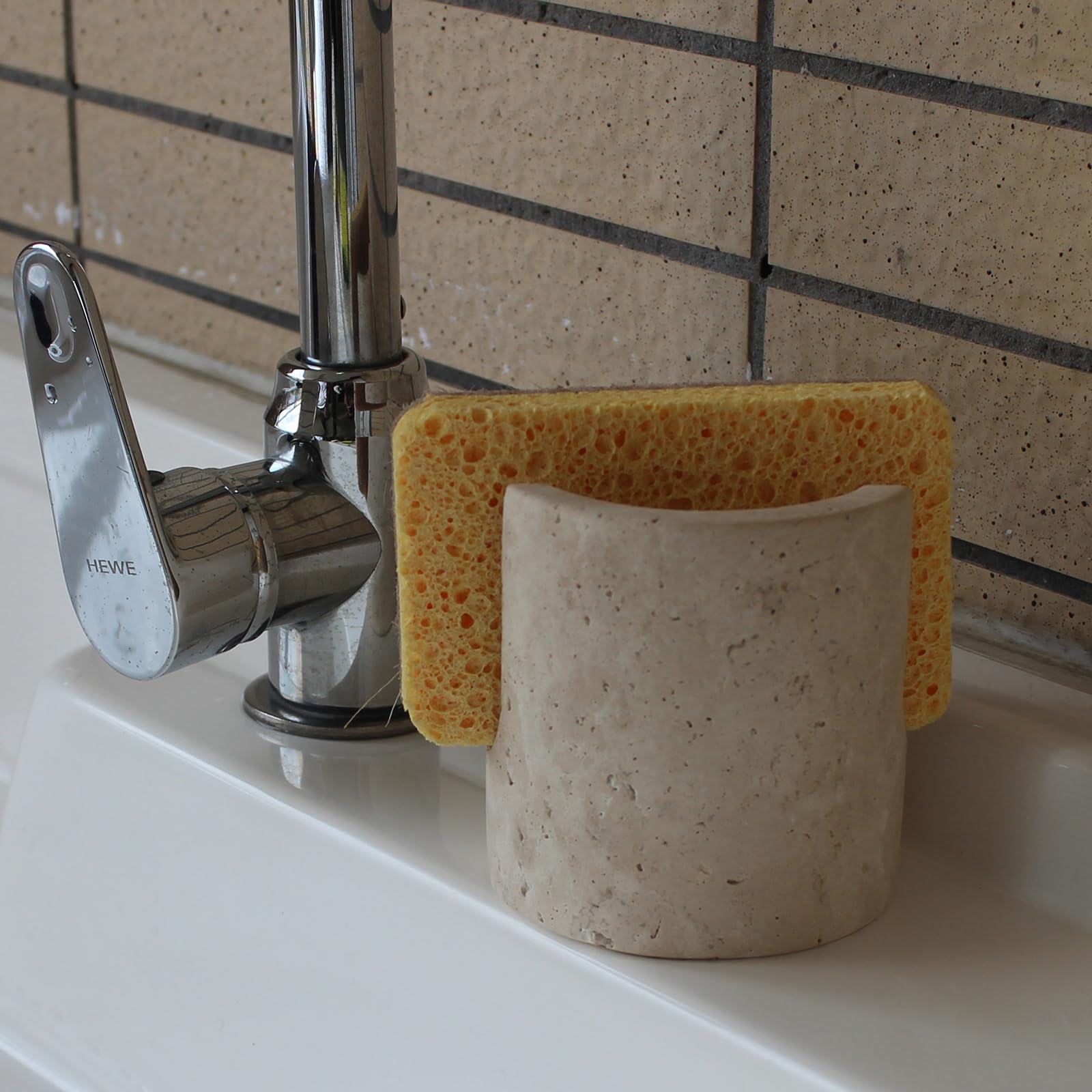 Natural Marble Travertine Sponge Holder for Kitchen Counter
