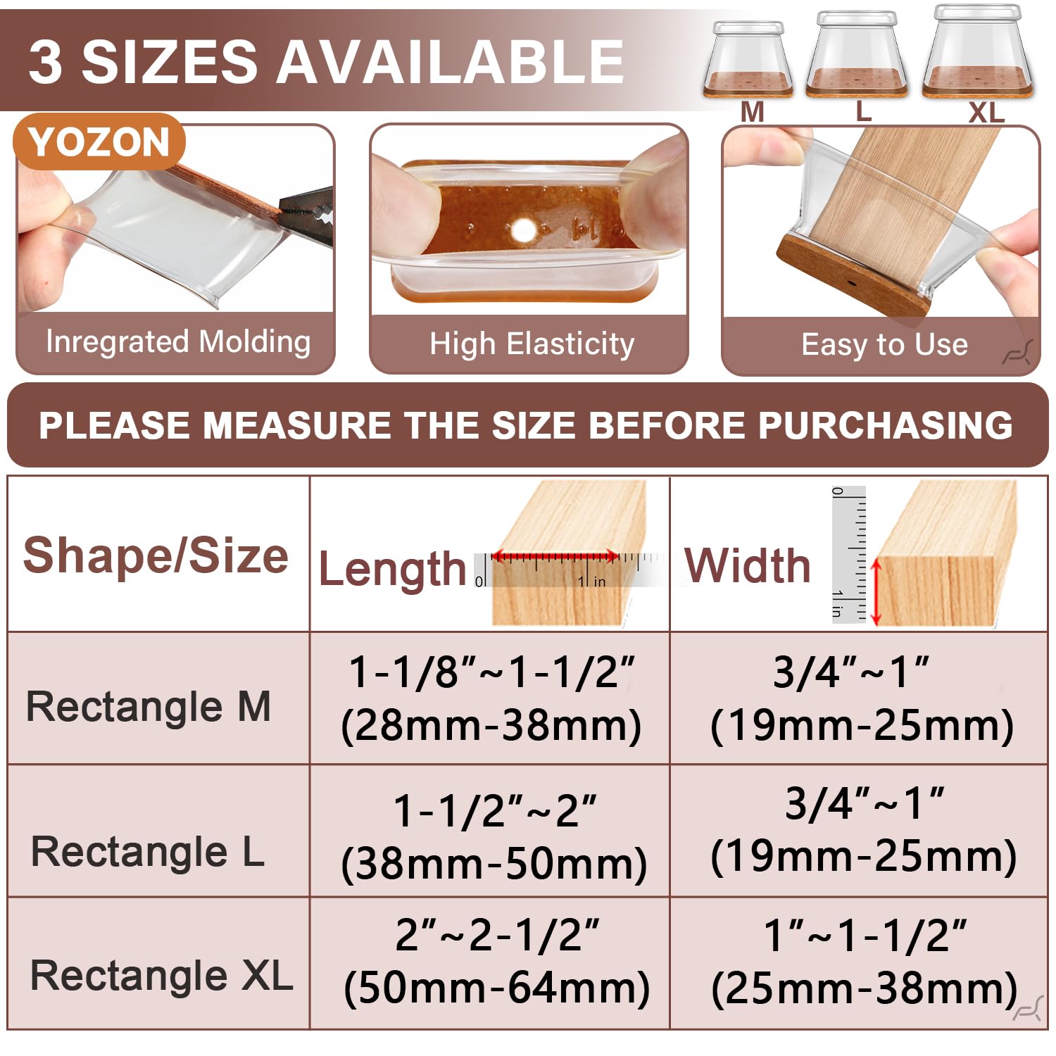 Chair Leg Floor Protectors Silicone Caps Felt Furniture Pads Covers (16 Count)
