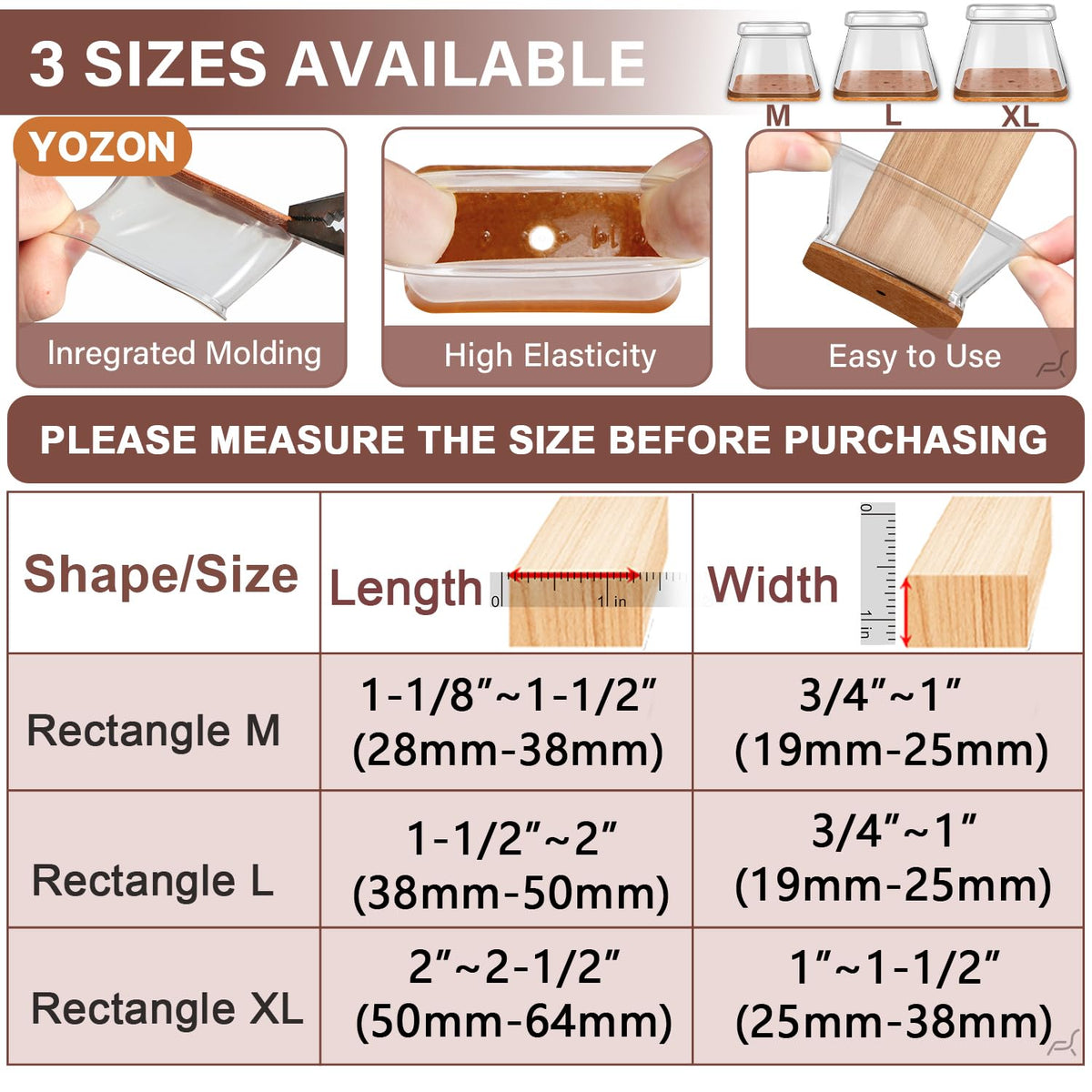Chair Leg Floor ProtectorsSilicone Caps Felt Furniture Pads Covers (32 Count)