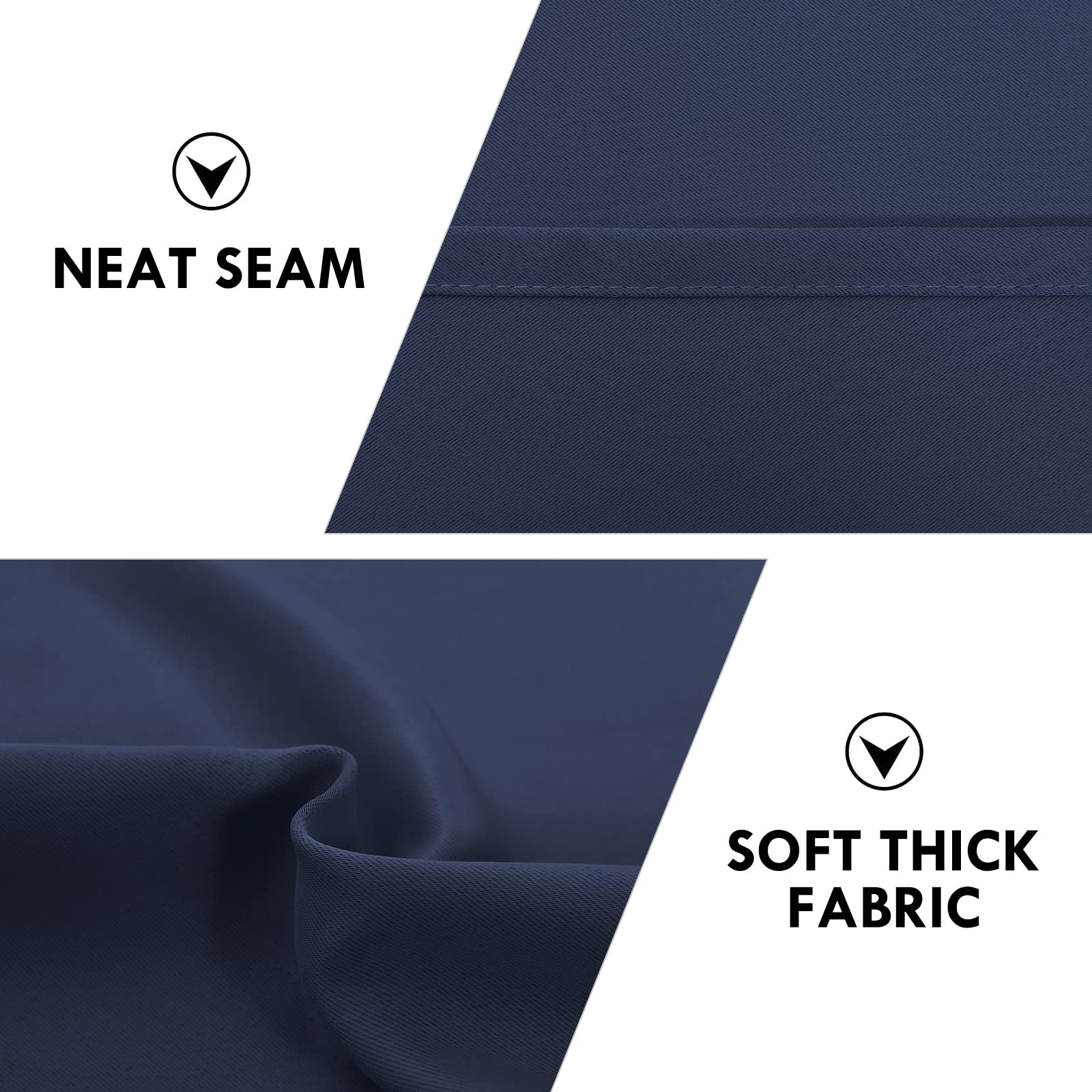 Blackout Curtains for Bedroom Living Room 38 x 72 Inch Long Navy (2 Count)