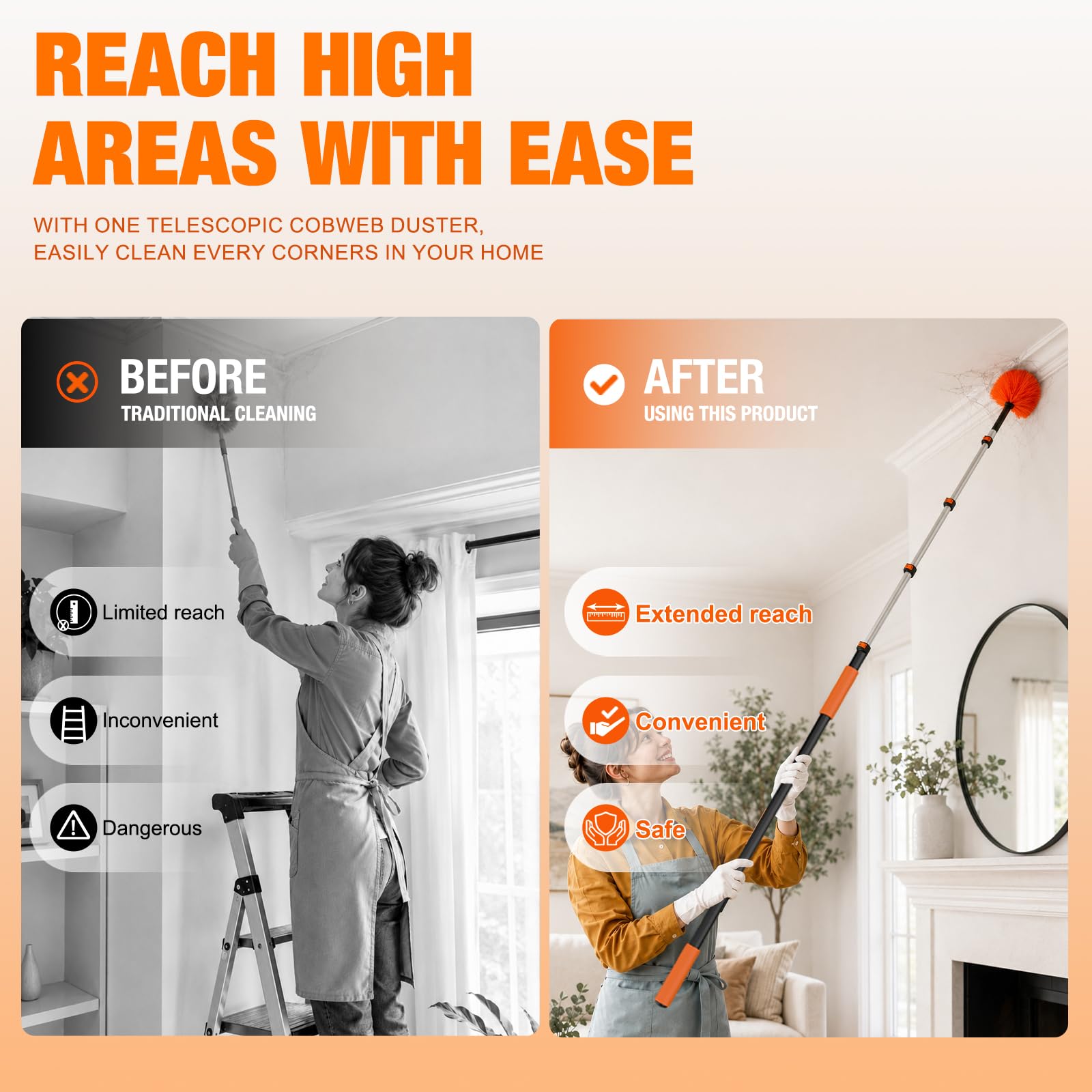 30FT Cobweb Duster with Extension Pole