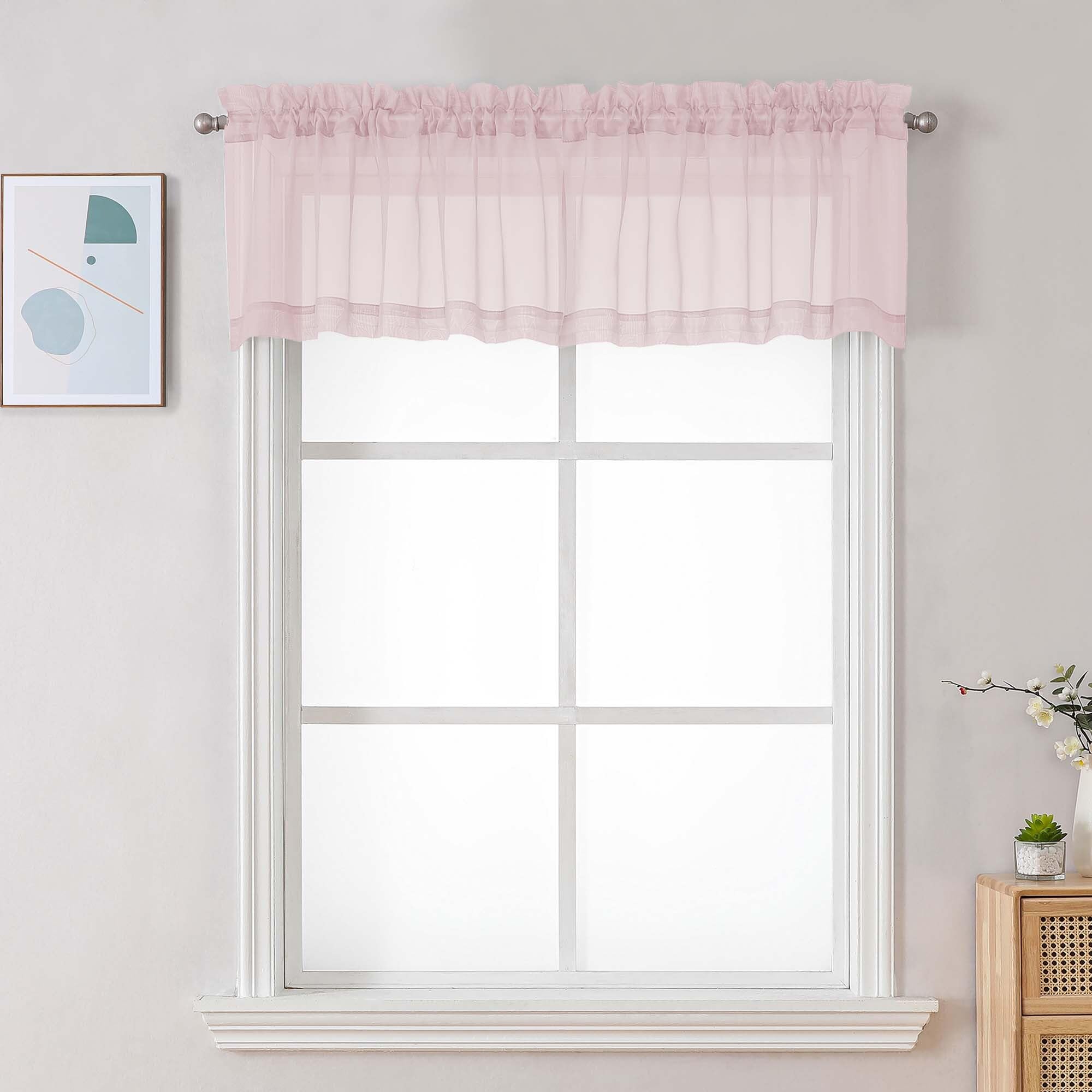 Blush Pink Sheer Valances for Windows (2 Count)