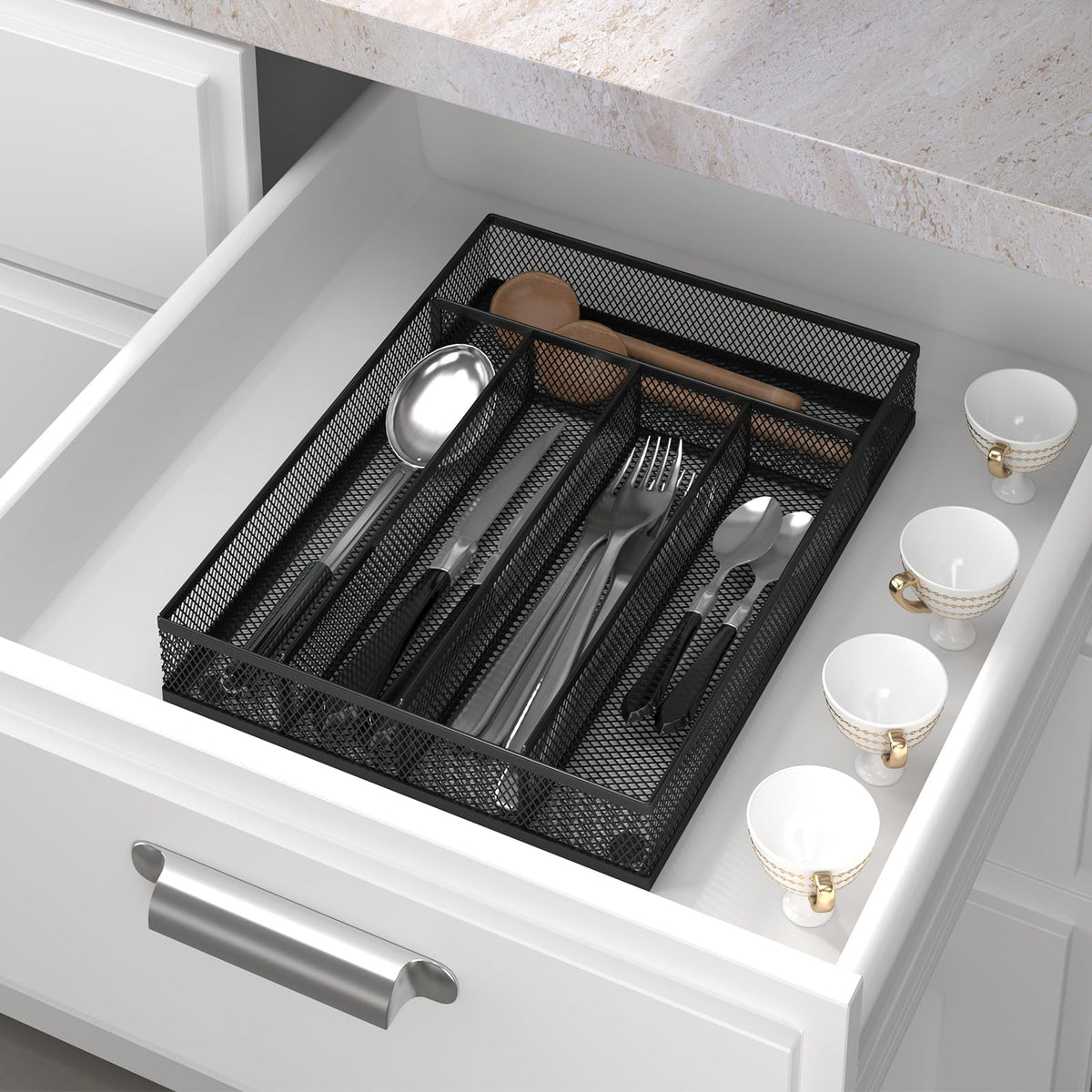 mesh silverware tray for drawer