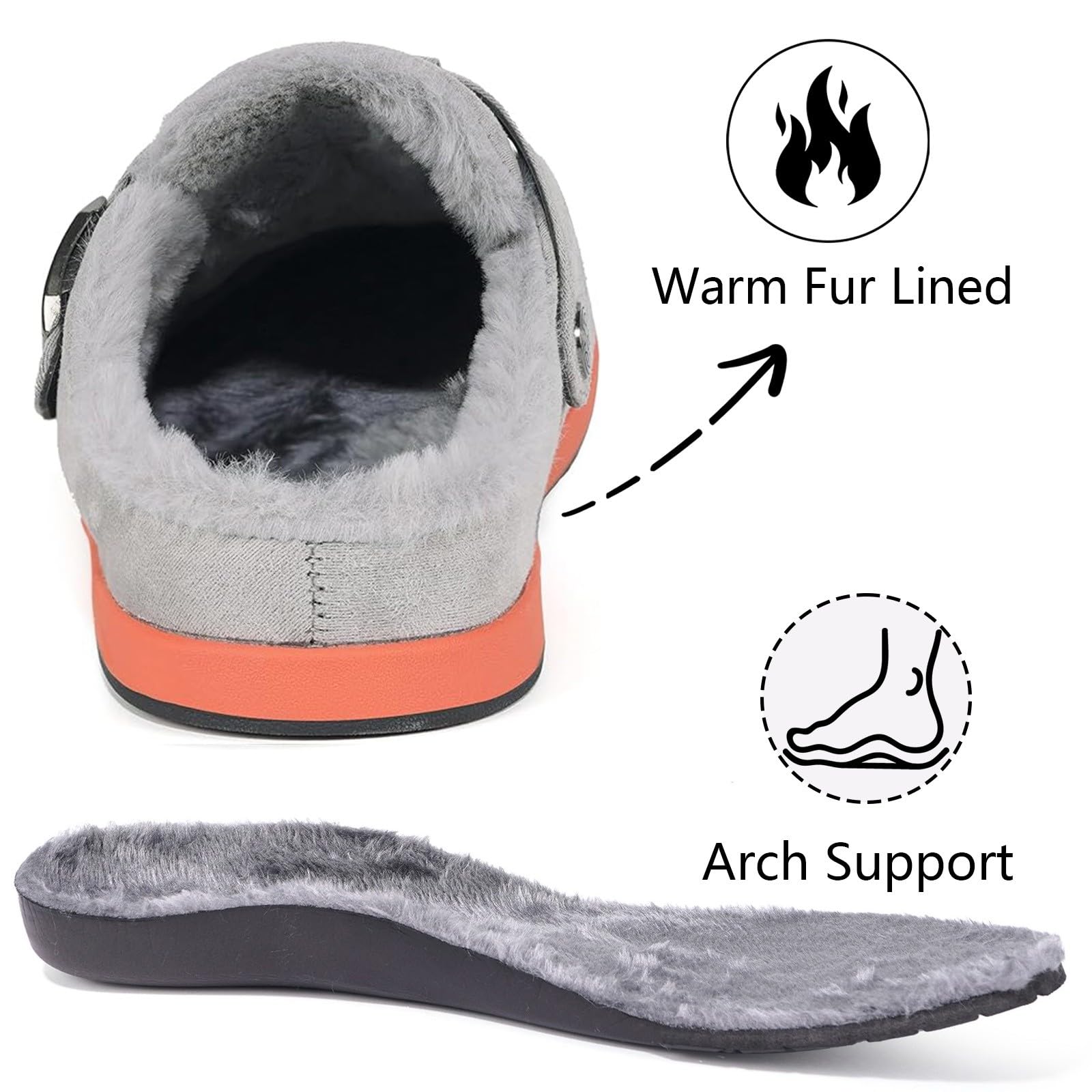 Fur Lined Clogs for Women Men Winter Slippers