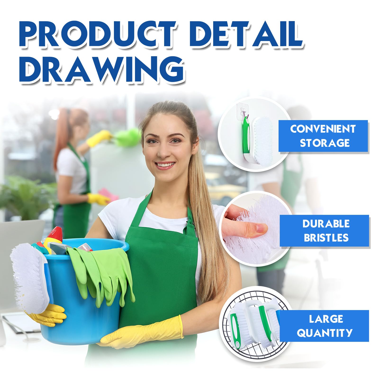 12 Pcs Scrub Brush for Cleaning with Handle Comfortable to Grip Heavy (12 Count)