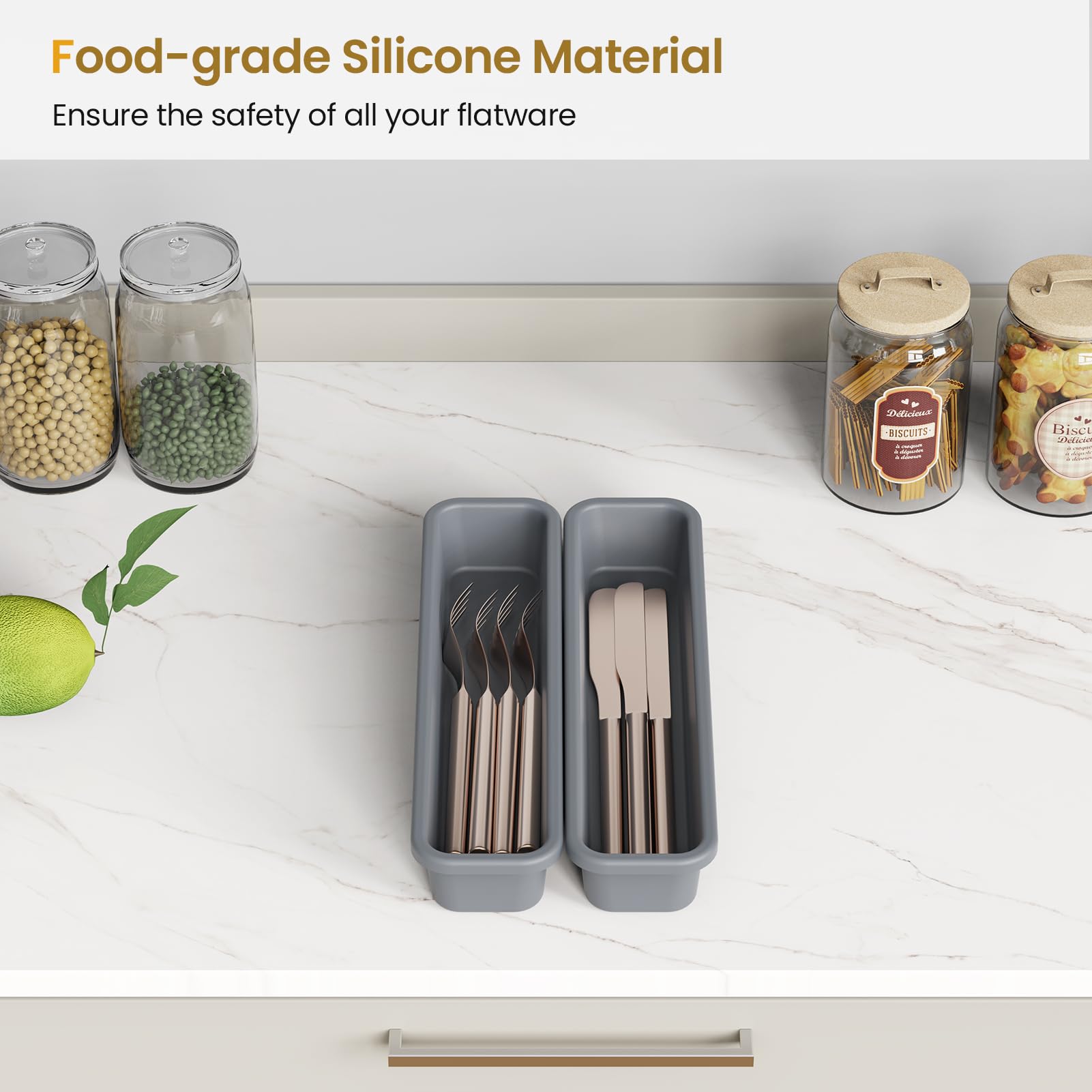 2 Pack Silicone Silverware Drawer Organizer (2 Count)