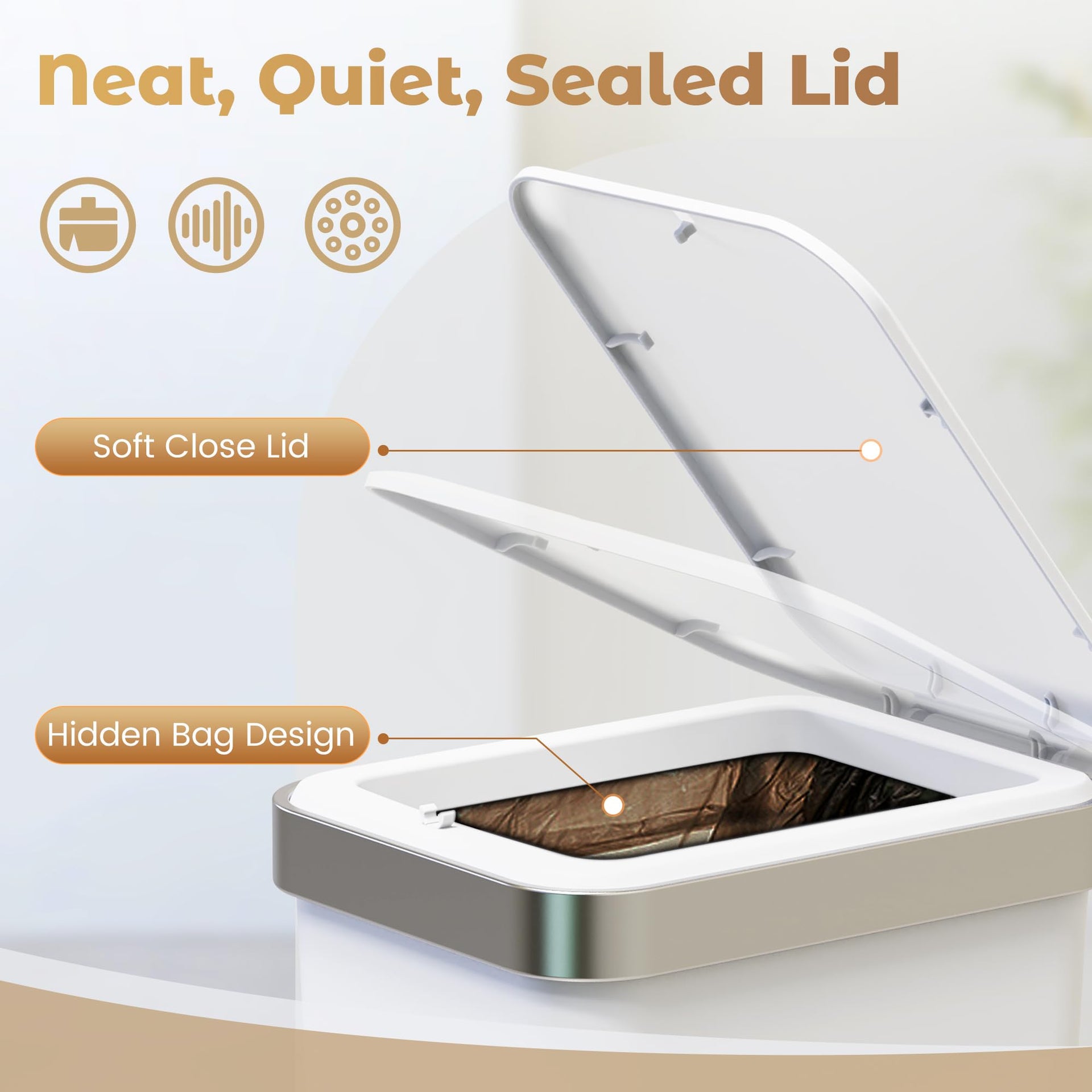 2Pack Small Bathroom Trash Can with Lid Foot Pedal (2 Count)