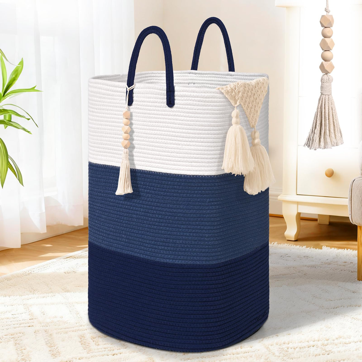 Woven Laundry Basket for Clothes (33.814 Fl Oz)