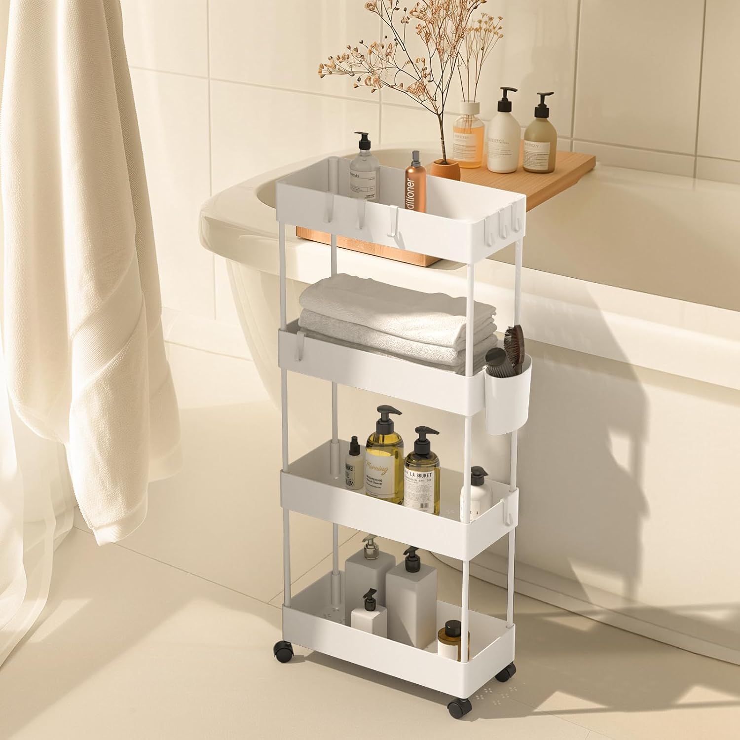 4 Tier Slim Storage Cart with Wheels