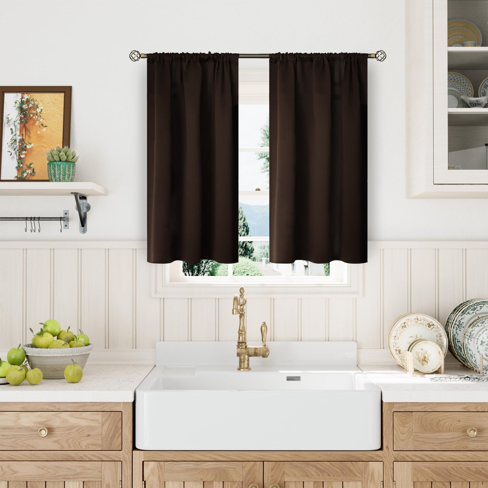 Short Blackout Kitchen Curtains 45 Inches Long (2 Count)