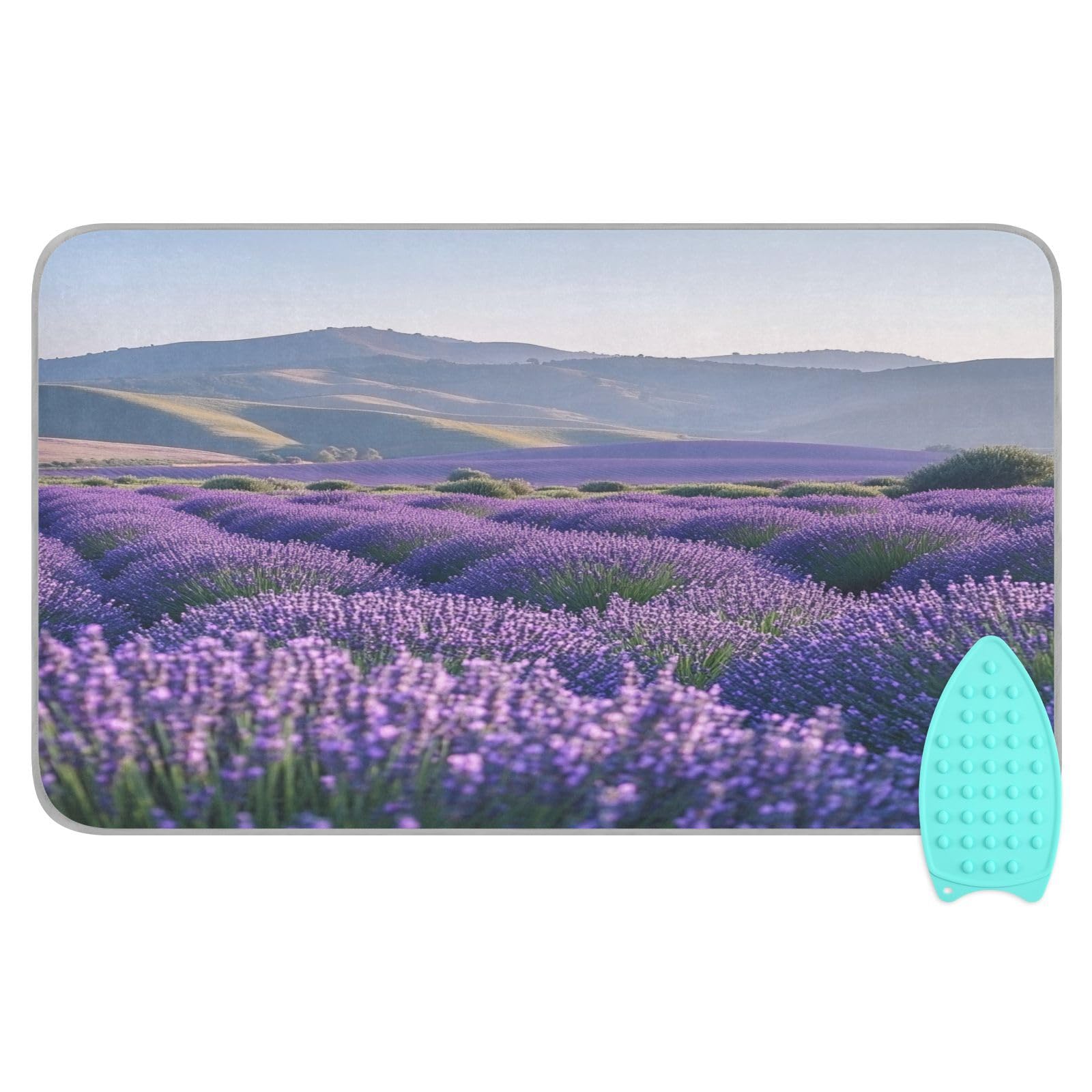 Lavender Field and Mountain Ironing Mat Thickened Ironing Blanket Travel Portable Double