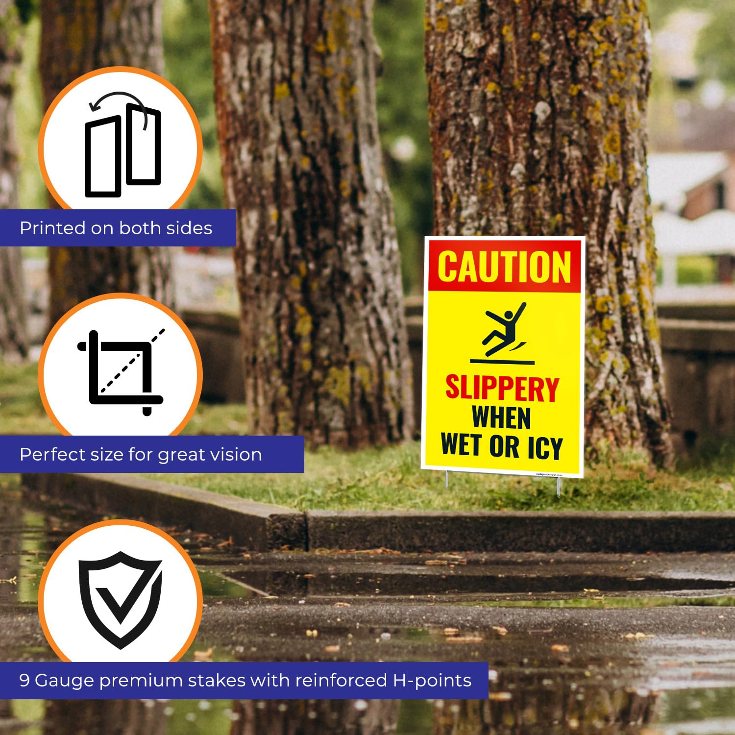 Caution Slippery When Wet or ICY Sign