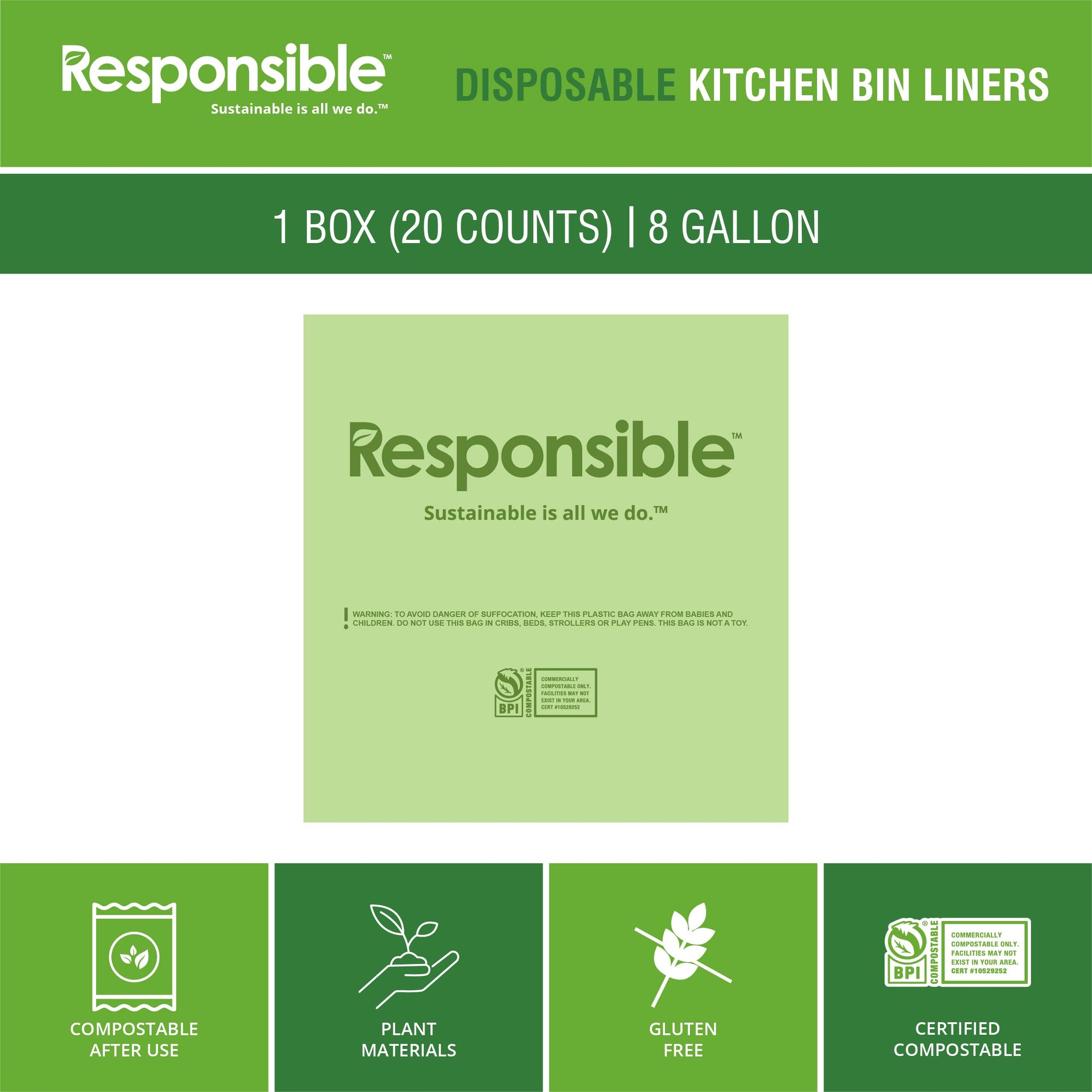 Kitchen Bin Liners (20 Count)