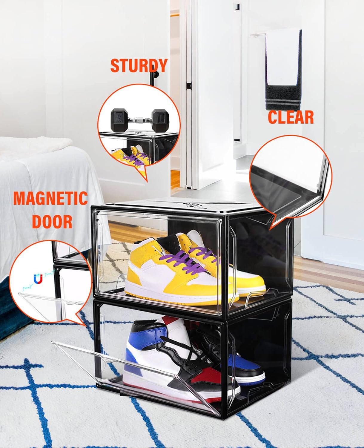 Clear Shoe Boxes Stackable (3 Count)