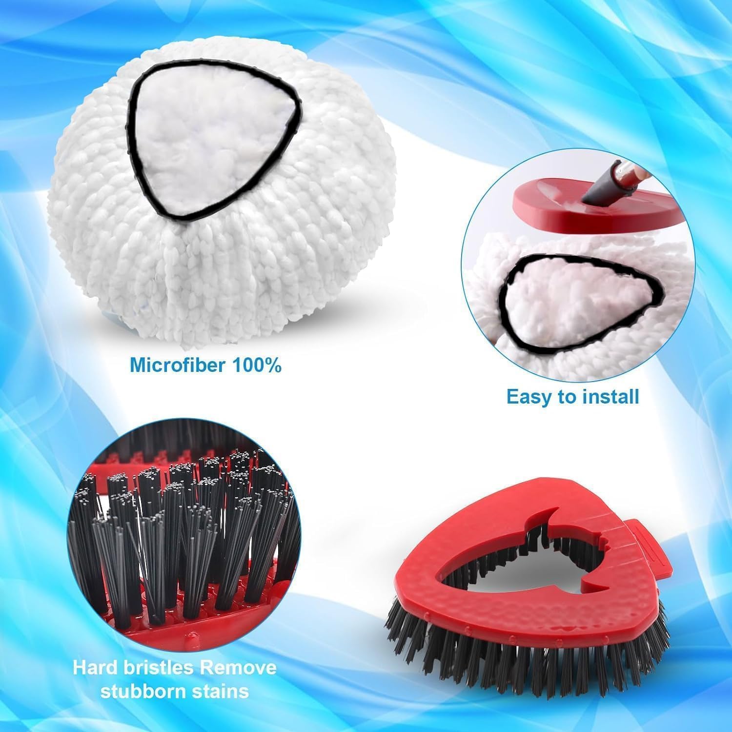 2 Pack Spin Mop Heads Replacement Compatible with O Cedar EasyWring 1Tank