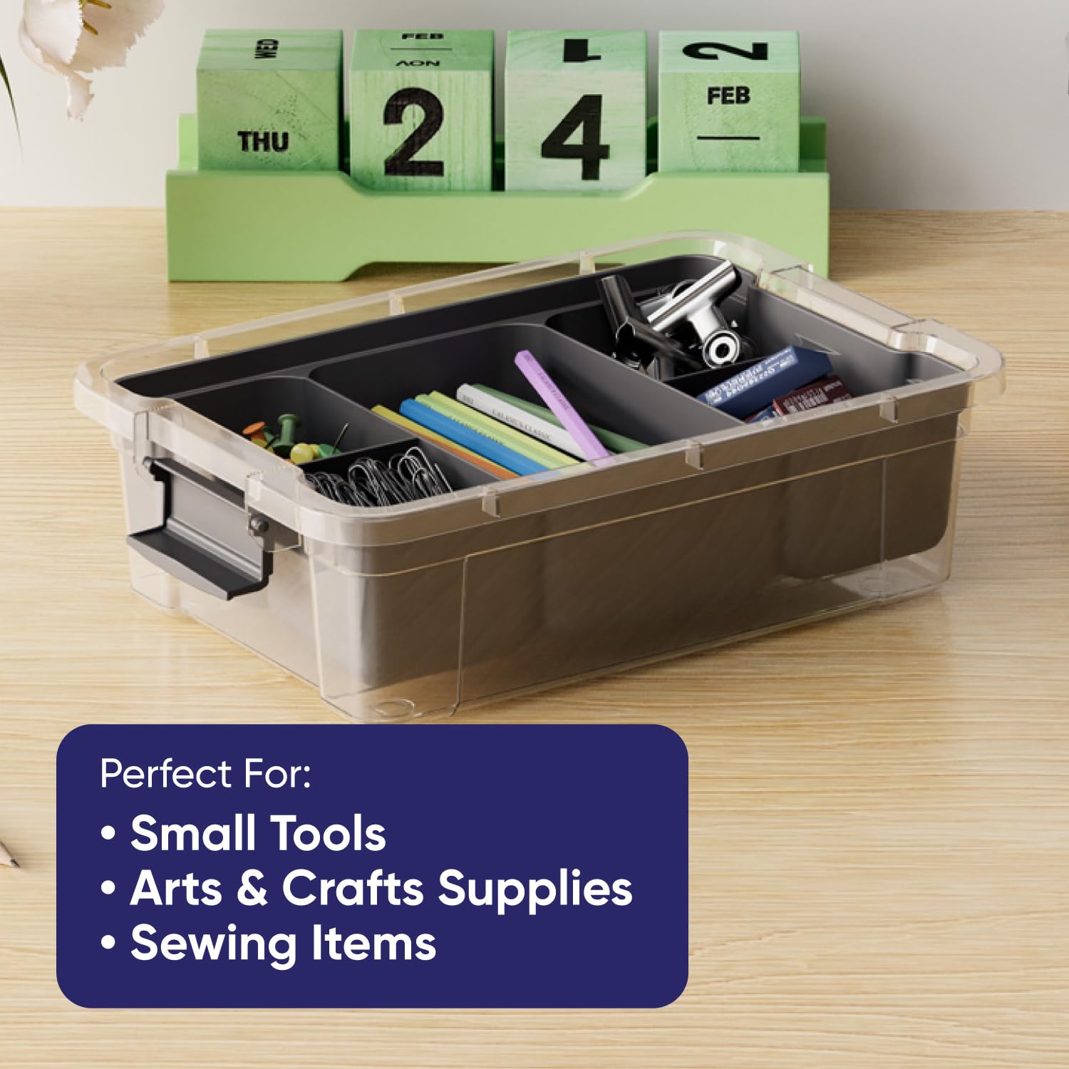 Small Storage Container Organizing Tray for Superio Bin or Drawer Plastic Organize Sewing (3 Count)