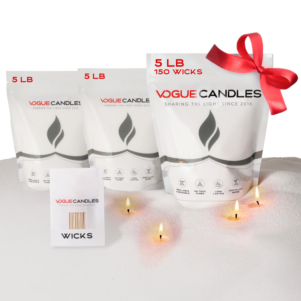 Vogue Candles White Pearled Candle Sand Wax Kit (240 Ounce)