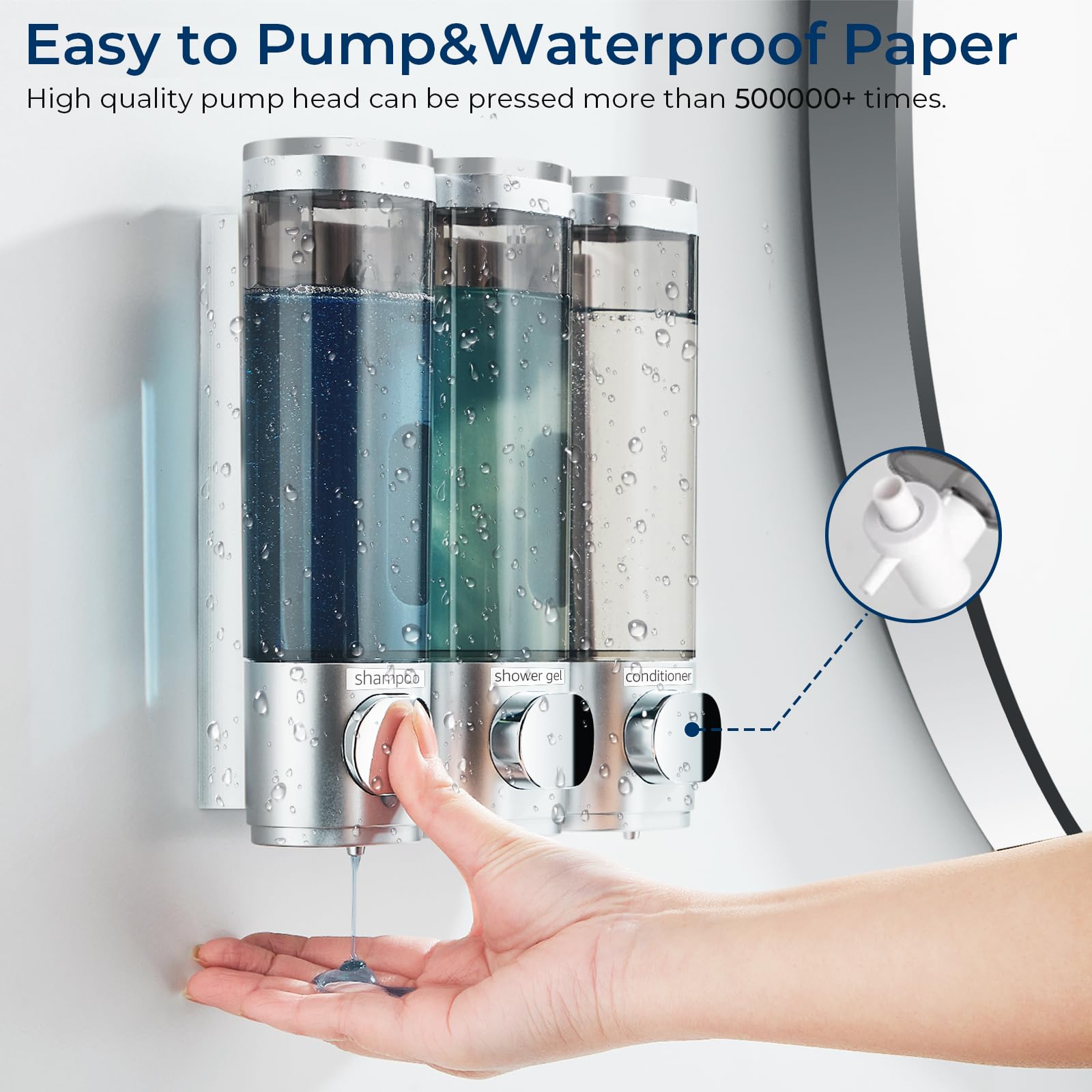 Shower Soap Dispenser No Drill 3 Chamber*300ML
