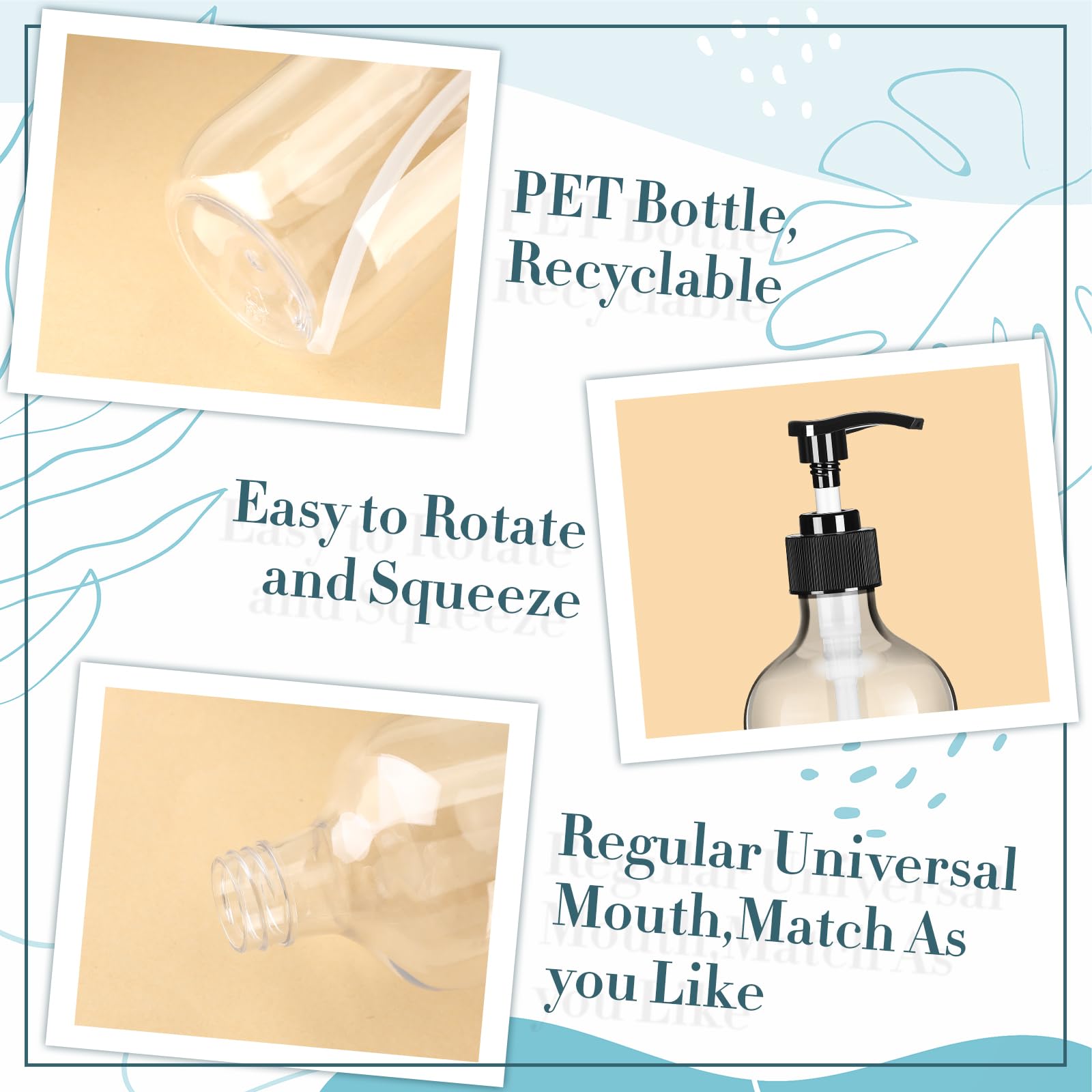 12 Pack Clear Plastic Pump Bottles Soap Dispenser (12 Count)