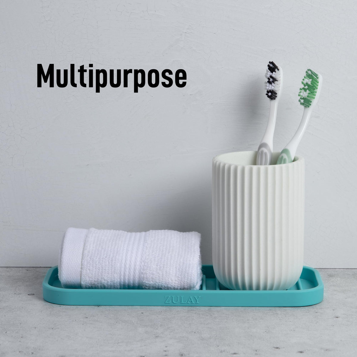9x3.5) Silicone Sponge Holder for Kitchen Sink - Flexible Multipurpose Soap Tray Sponge Holder - Sink Organizer Tray for, Bathroom, Makeup, Trinkets & More (Aqua Sky)
