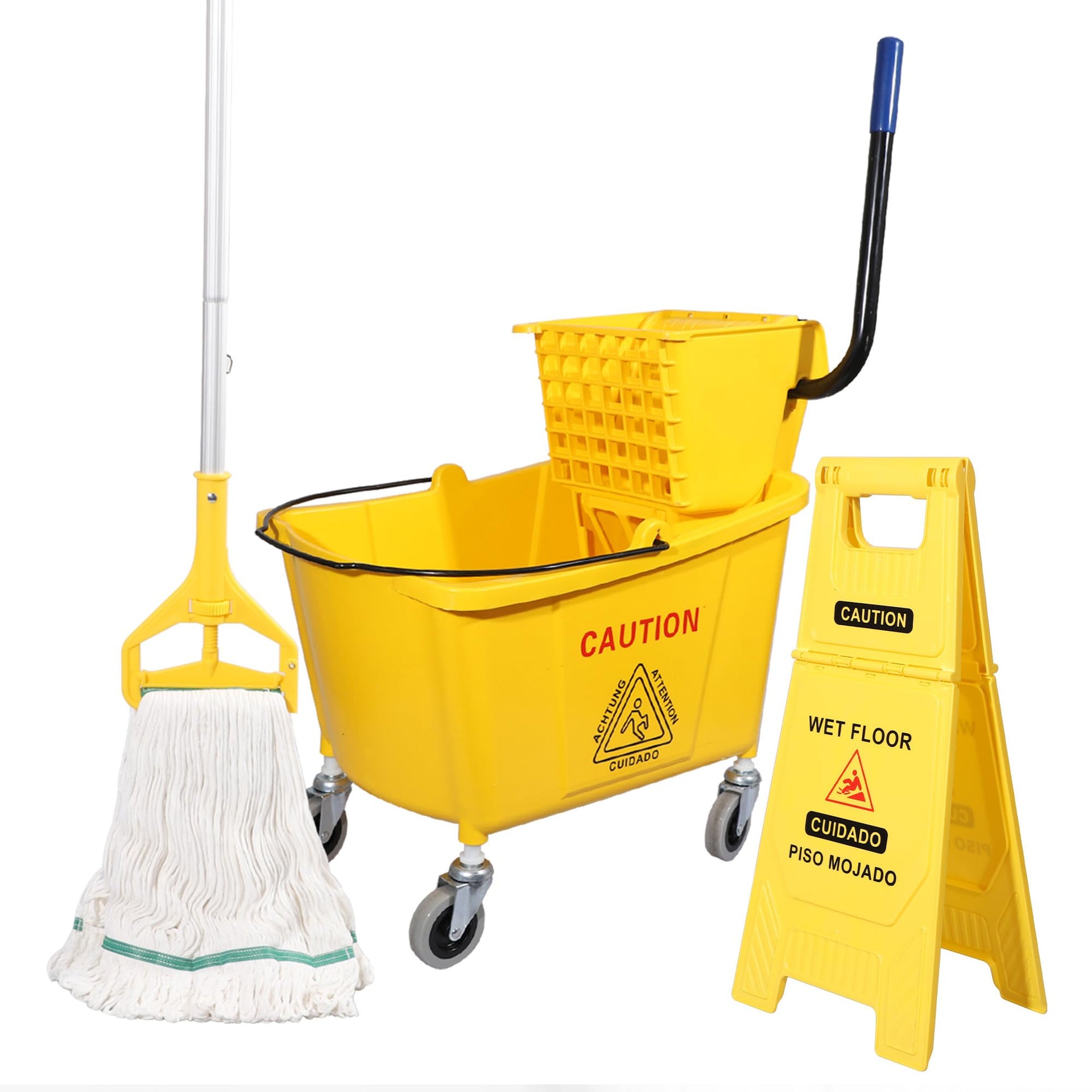 35Qt. Side Press Mop Bucket and Wringer Combo on Wheels (2 Count)